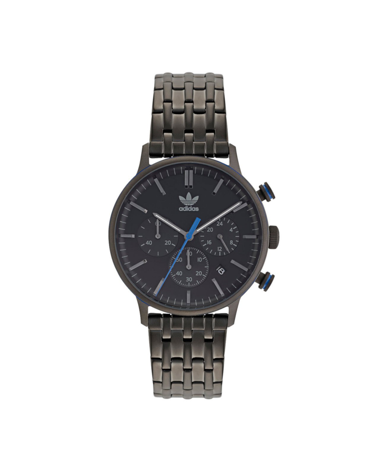 Часы унисекс Chrono Code One Chrono с браслетом из нержавеющей стали серого металлического цвета, 40 мм Adidas