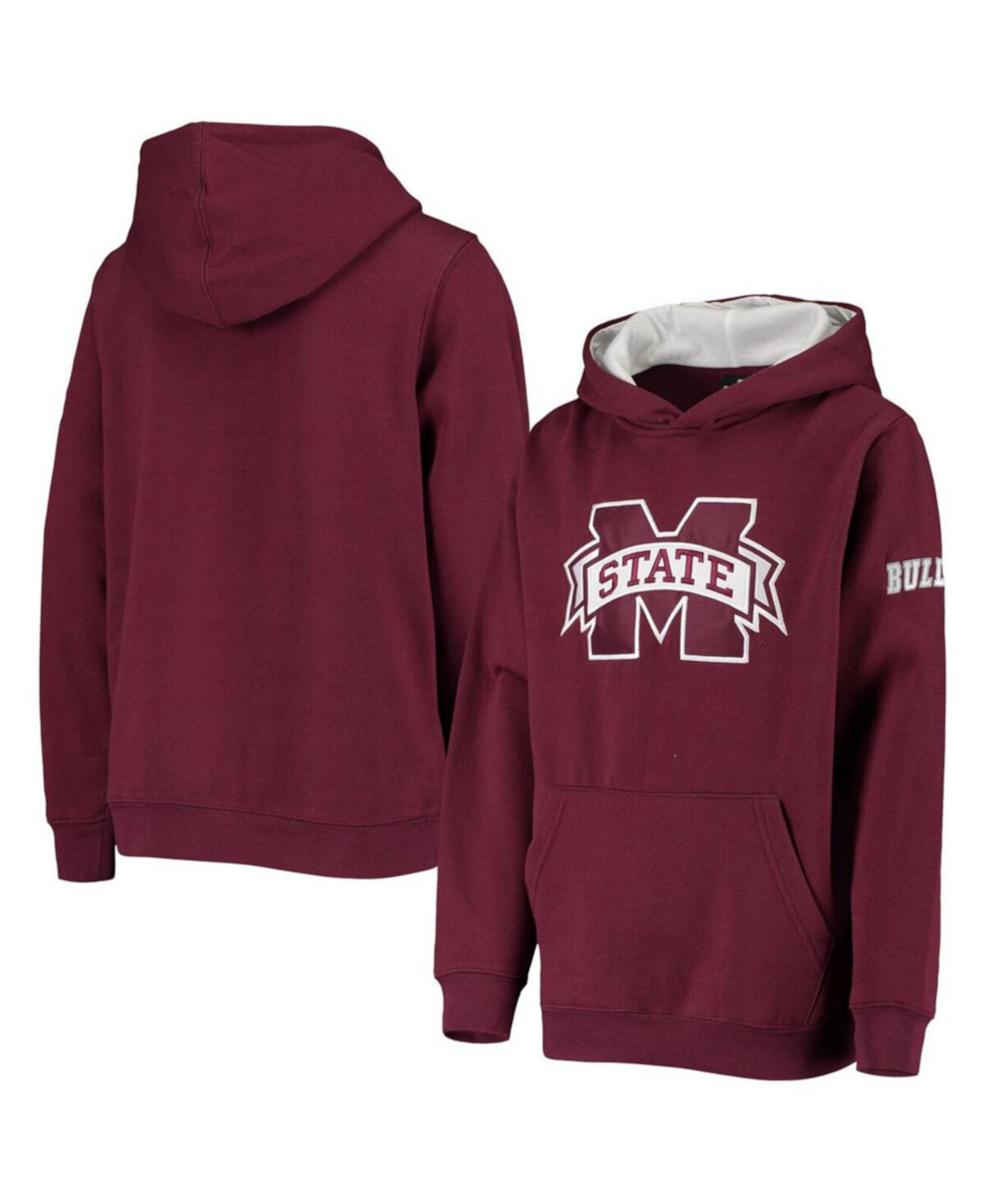 Пуловер с капюшоном и большим логотипом Big Boys Maroon Mississippi State Bulldogs Stadium Athletic
