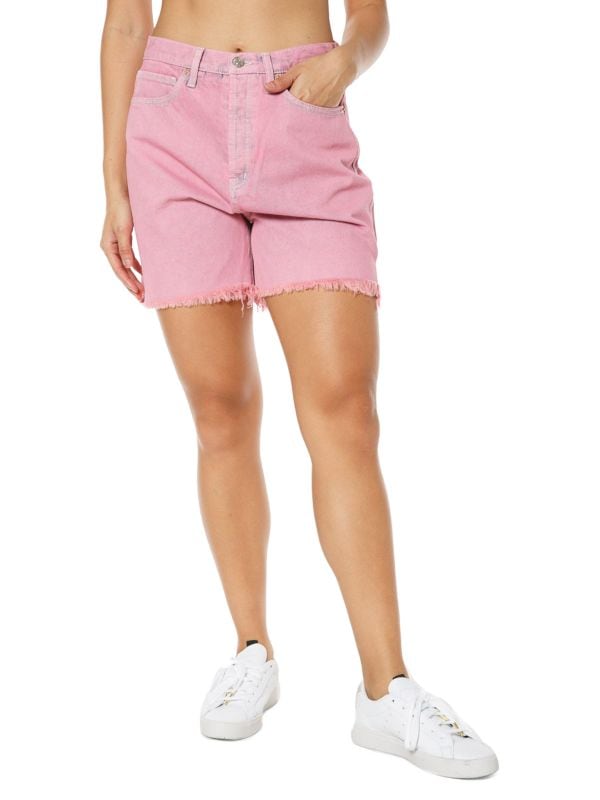 Джинсовые шорты с высокой посадкой и потертостями в стиле вестерн Juicy Couture