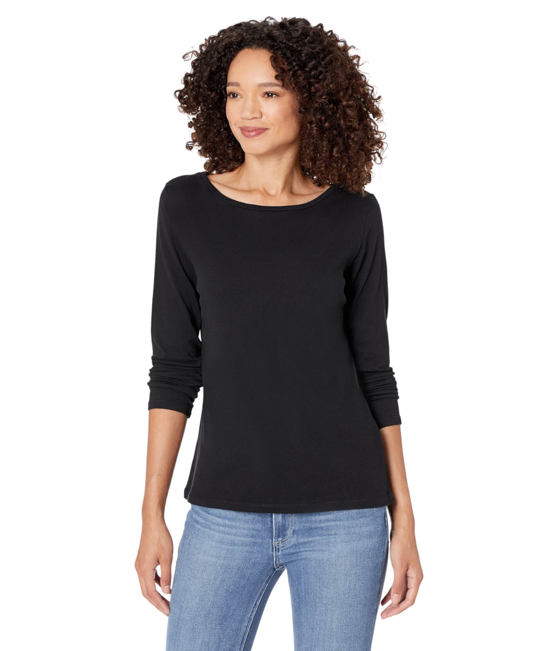 Cotton Silk Touch Long Sleeve Boatneck Majestic Filatures