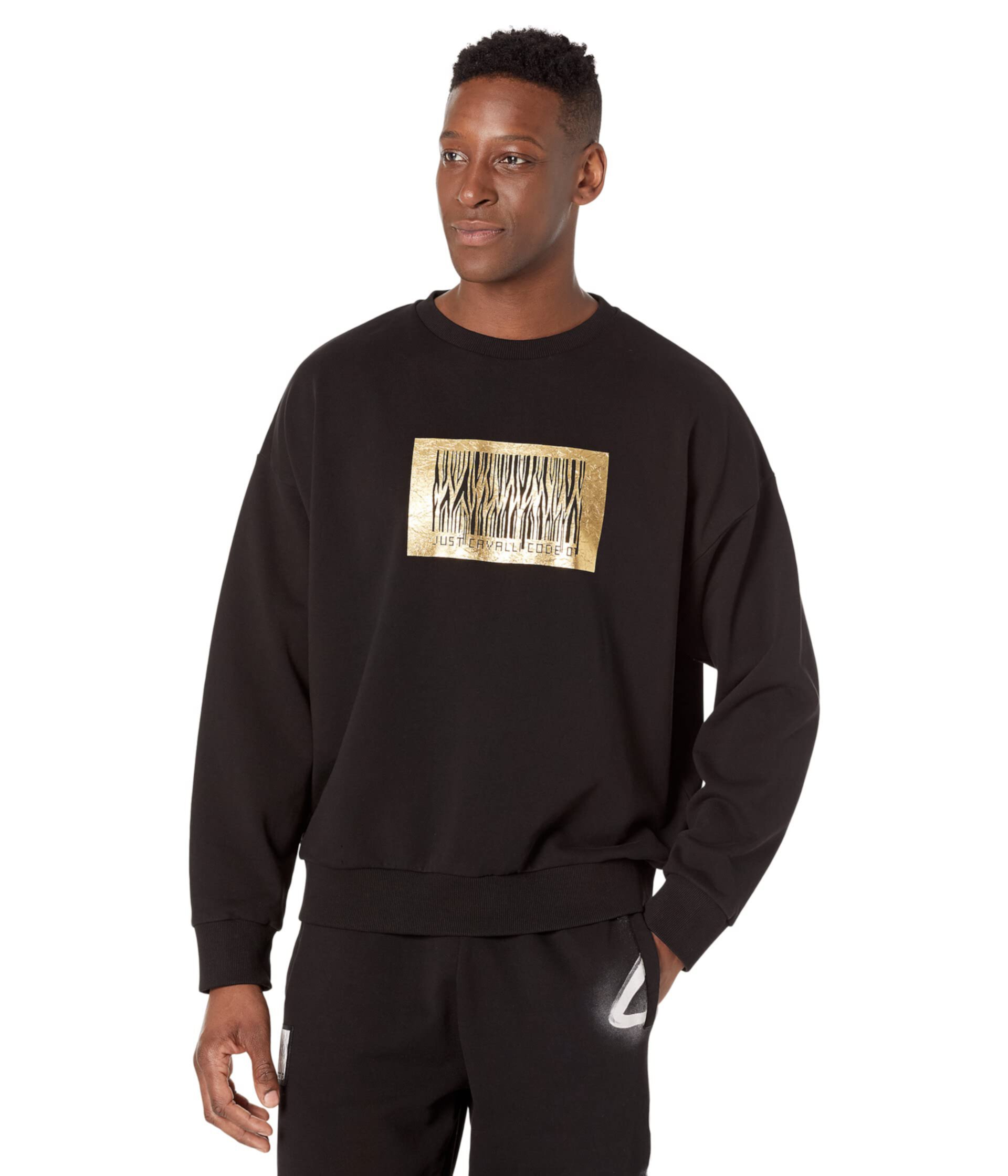 Soho Crew Neck Sweatshirt with "Just Code"Foil Logo Just Cavalli