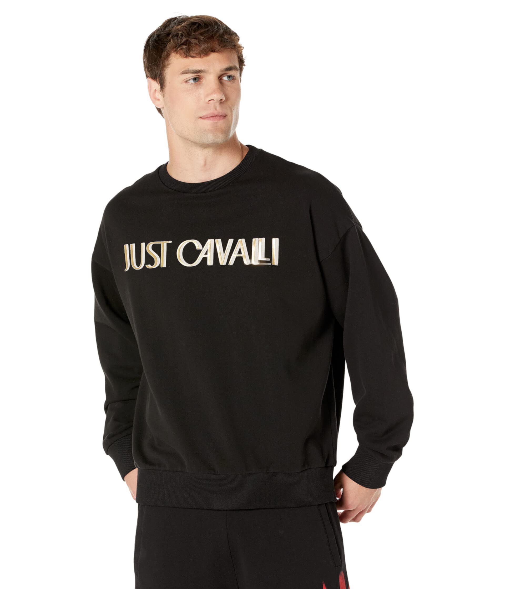 Soho Crew Neck Sweatshirt with "Palm Spring Logo" Print Just Cavalli