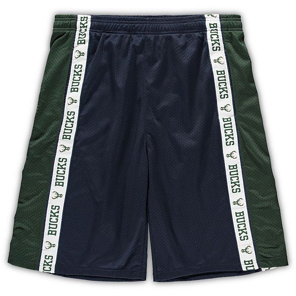 Мужские темно-синие/зеленые охотничьи шорты Milwaukee Bucks с логотипом Fanatics Big & Tall Mesh Shorts Fanatics