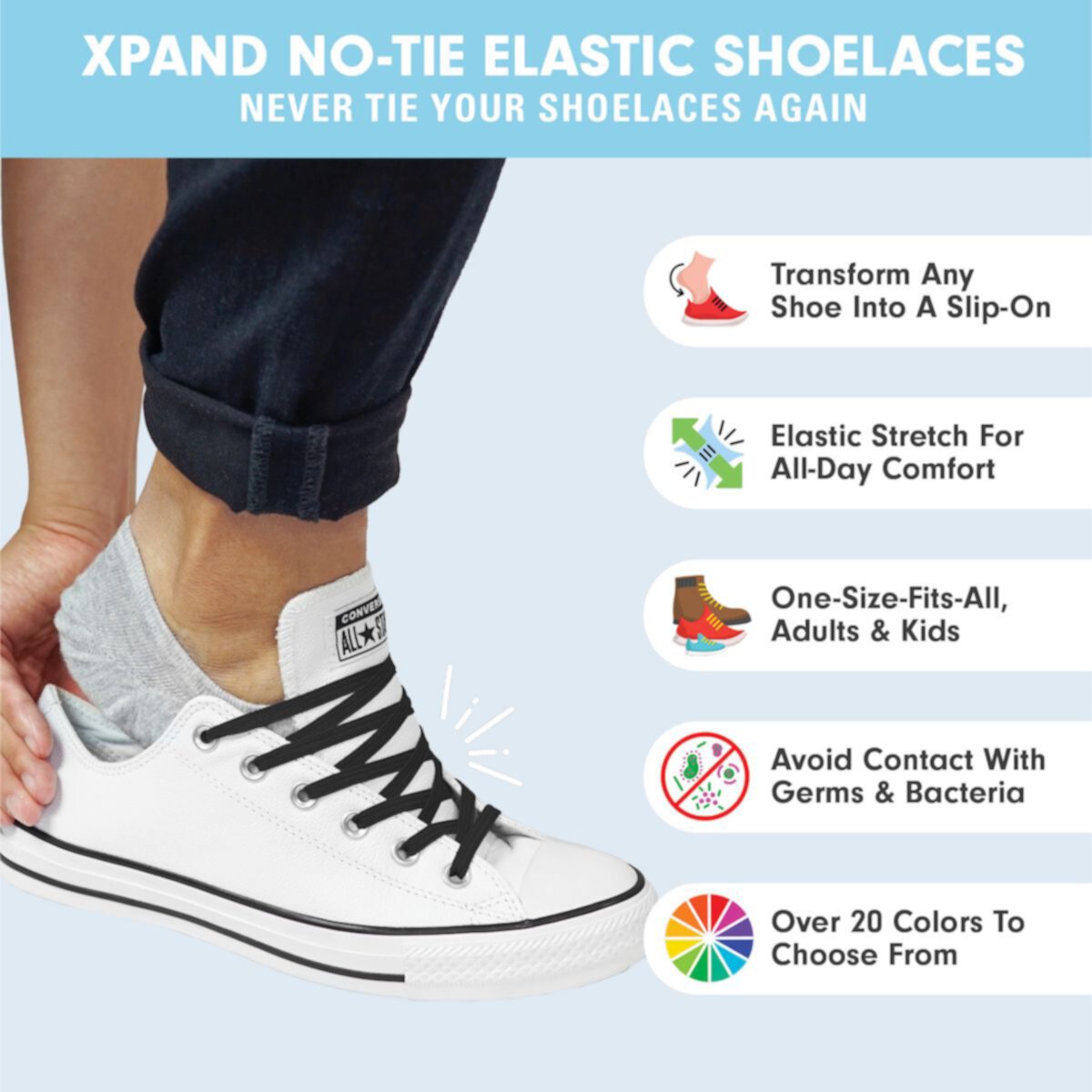 Xpand 3-Pack No Tie Shoelaces System with Elastic Laces Xpand