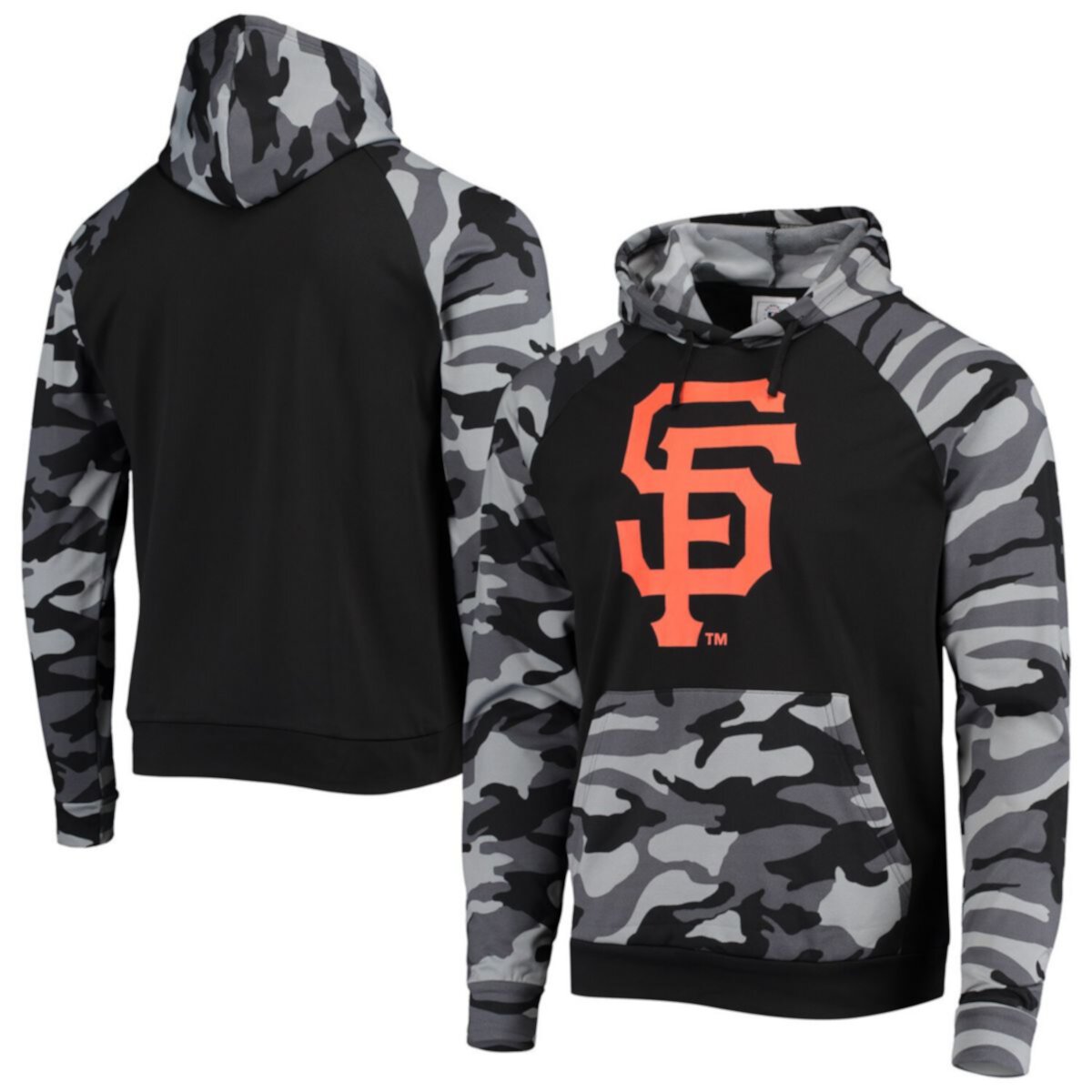 Мужской Худи FOCO Чёрный San Francisco Giants Camo Raglan FOCO