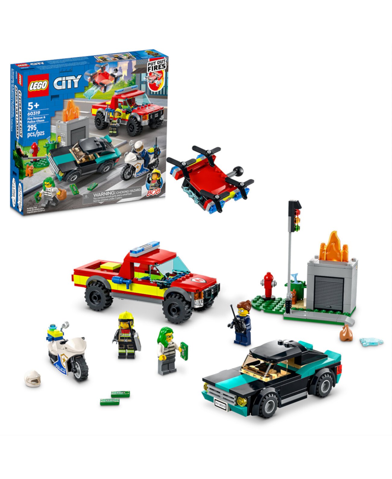 Город Пожарная Спасательная Служба и Полицейская Погоня 60319, 295 деталей Lego