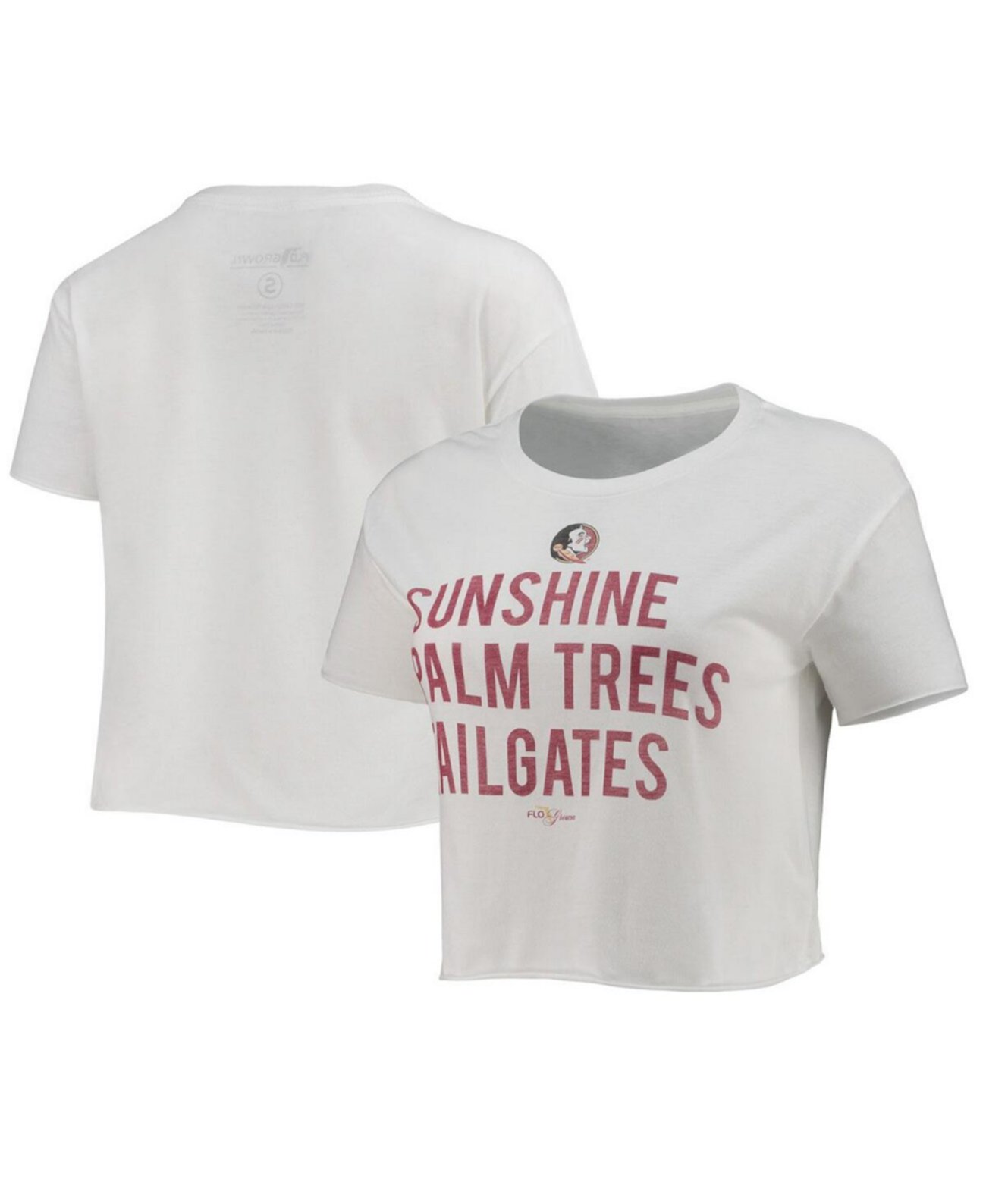 Женская белая укороченная футболка Florida State Seminoles Sunshine Palm Trees Tailgates FLoGrown