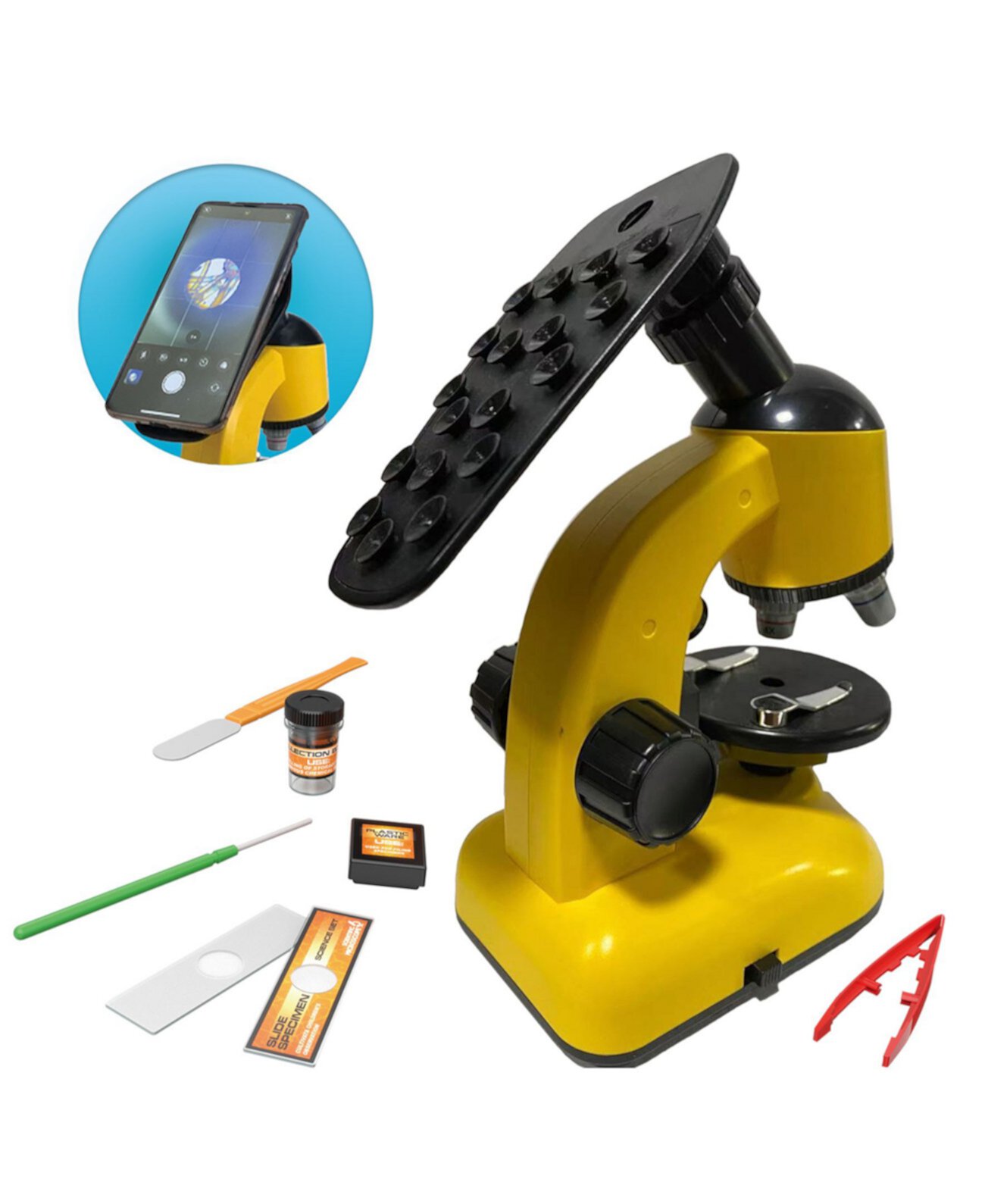 Детская игрушка-микроскоп Curious Mind — просмотр через телефон, 9 предметов Flat River Group