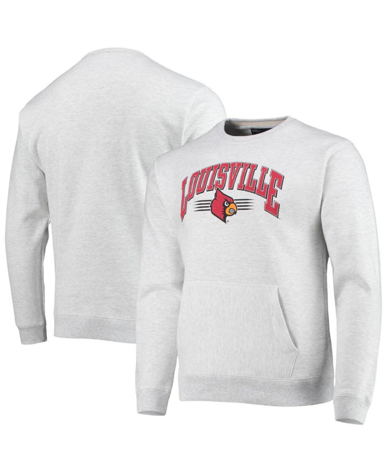 Мужская серая меланжевая толстовка Louisville Cardinals с карманом для старшеклассников League Collegiate Wear