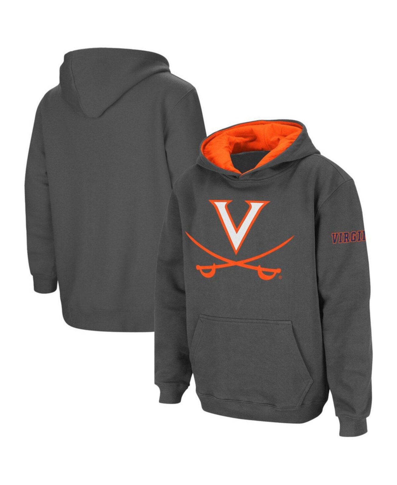 Темно-серый пуловер с большим логотипом Big Boys Virginia Cavaliers Stadium Athletic