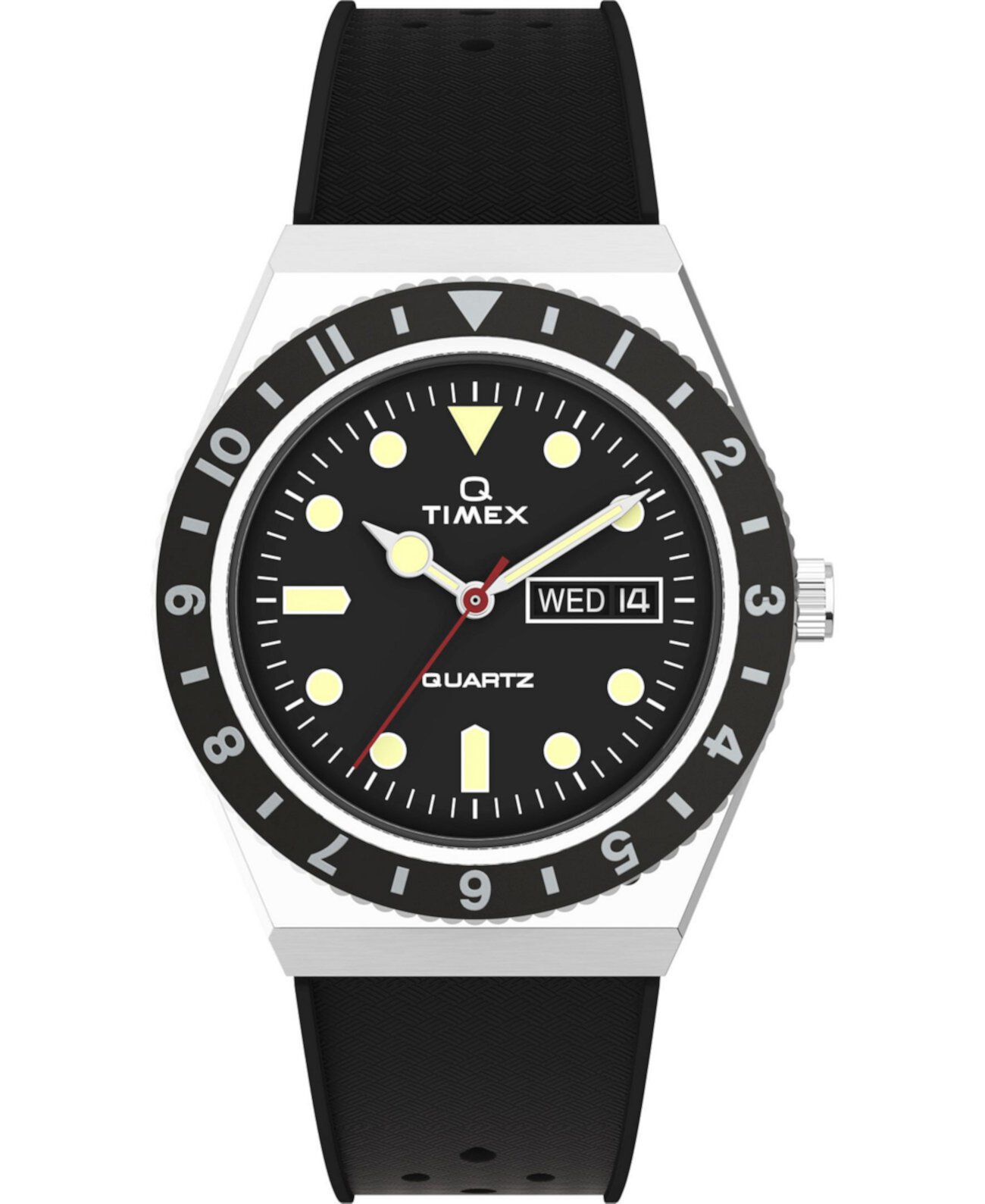 Мужские часы Q Diver, черные, синтетические, 38 мм Timex