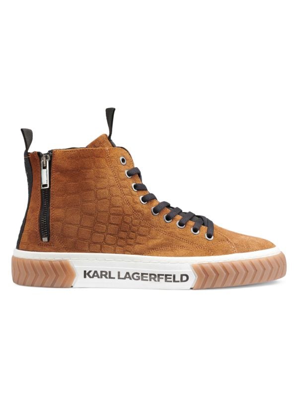 Высокие замшевые кеды с тиснением под крокодила Karl Lagerfeld Paris