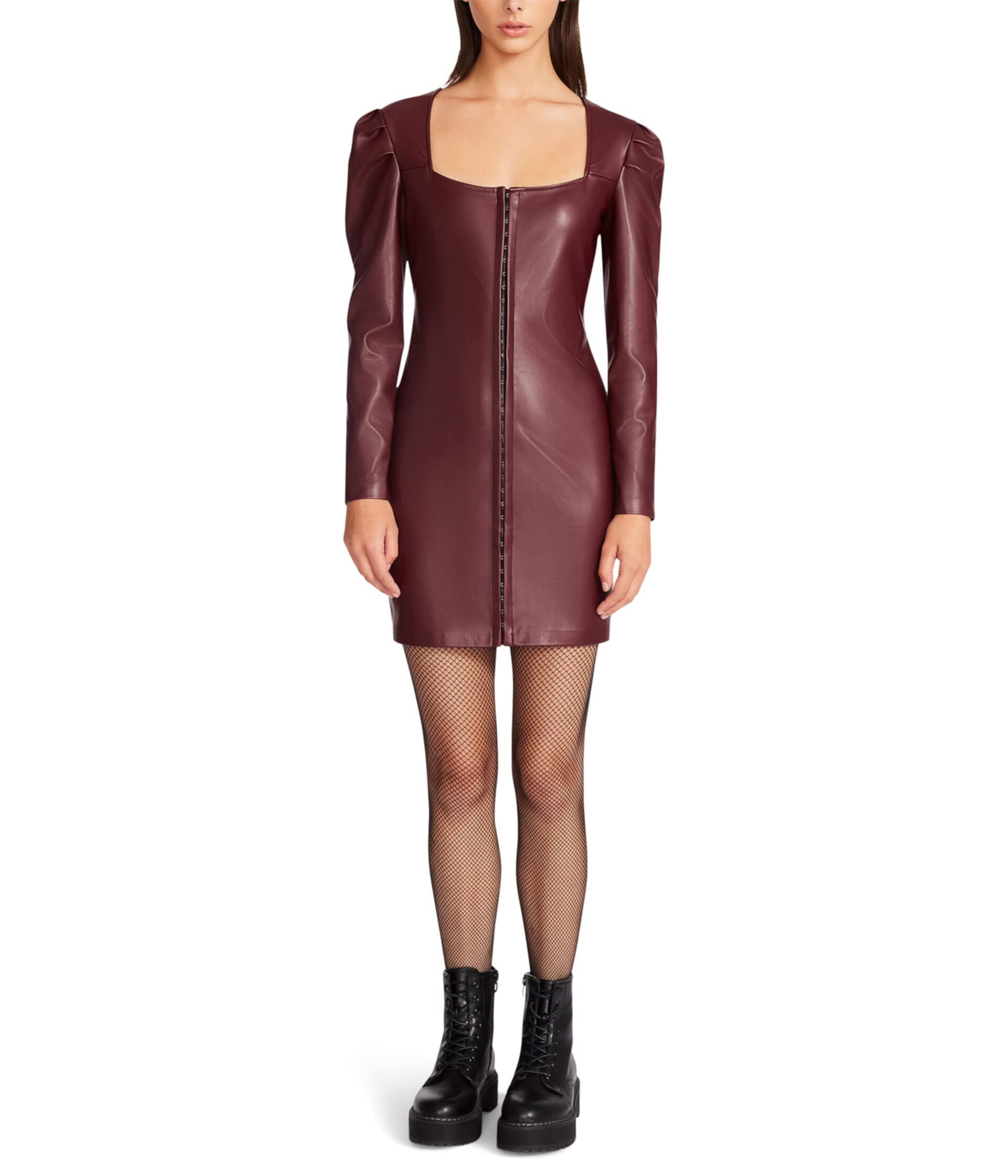 Hook Front Vegan Leather Mini Dress Betsey Johnson