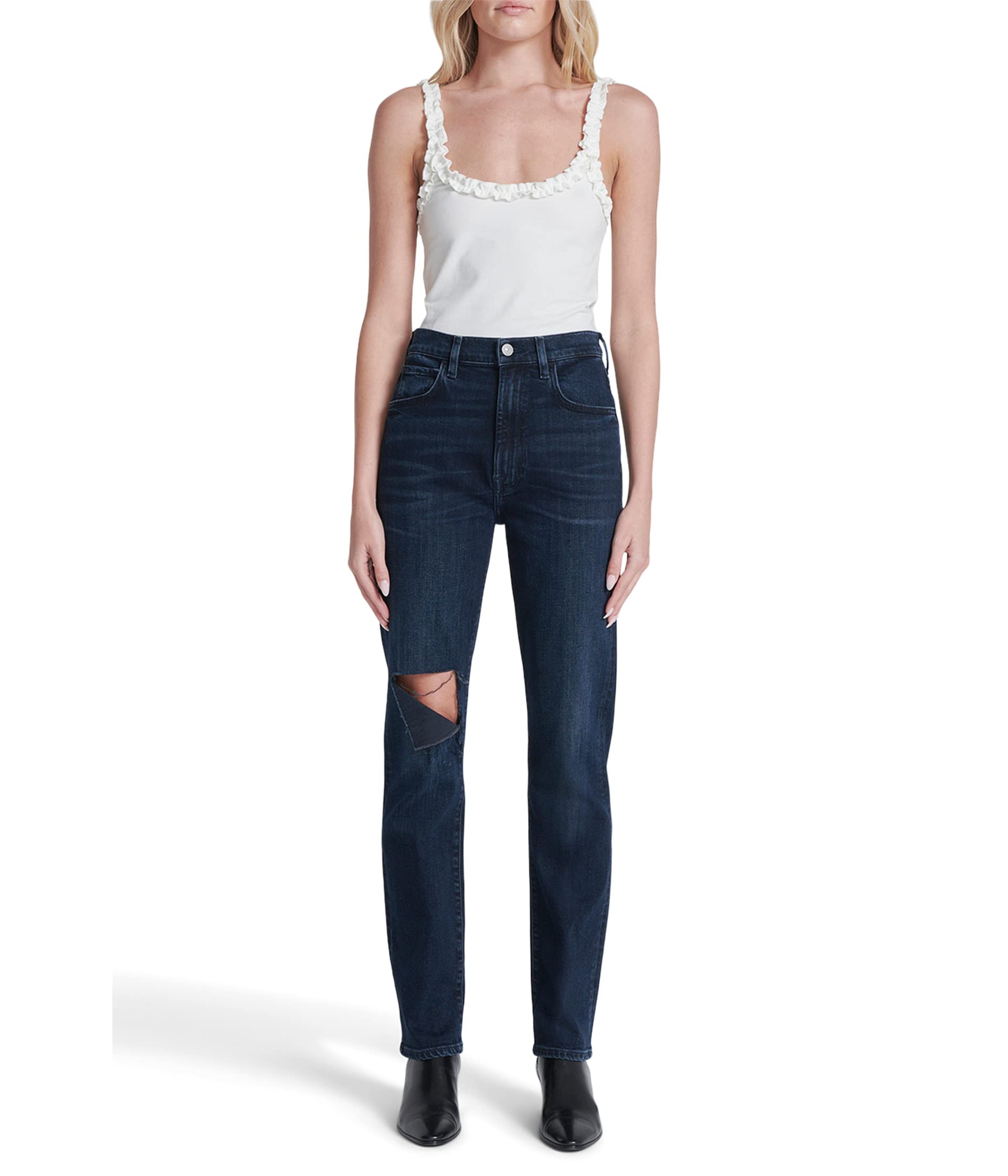 Женские Джинсы skinny 7 For All Mankind Easy Slim in Sunbeam Ripped 7 For All Mankind