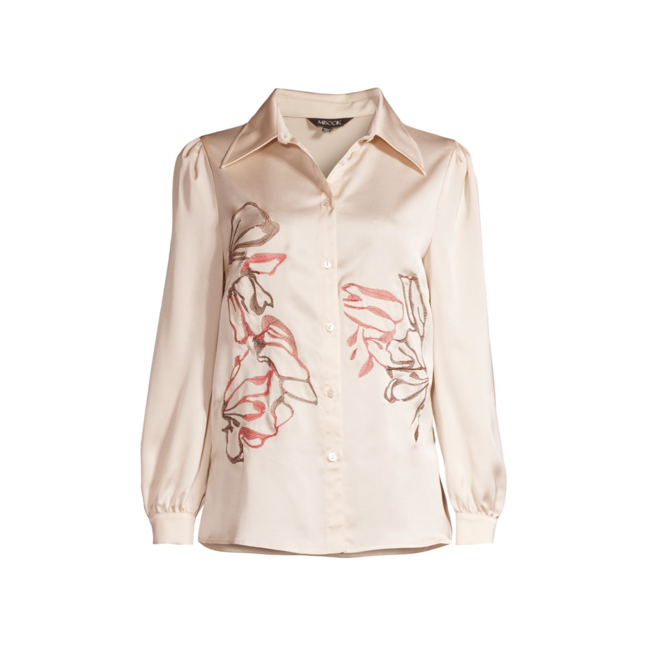 Блуза из крепдешина с цветочной вышивкой Misook