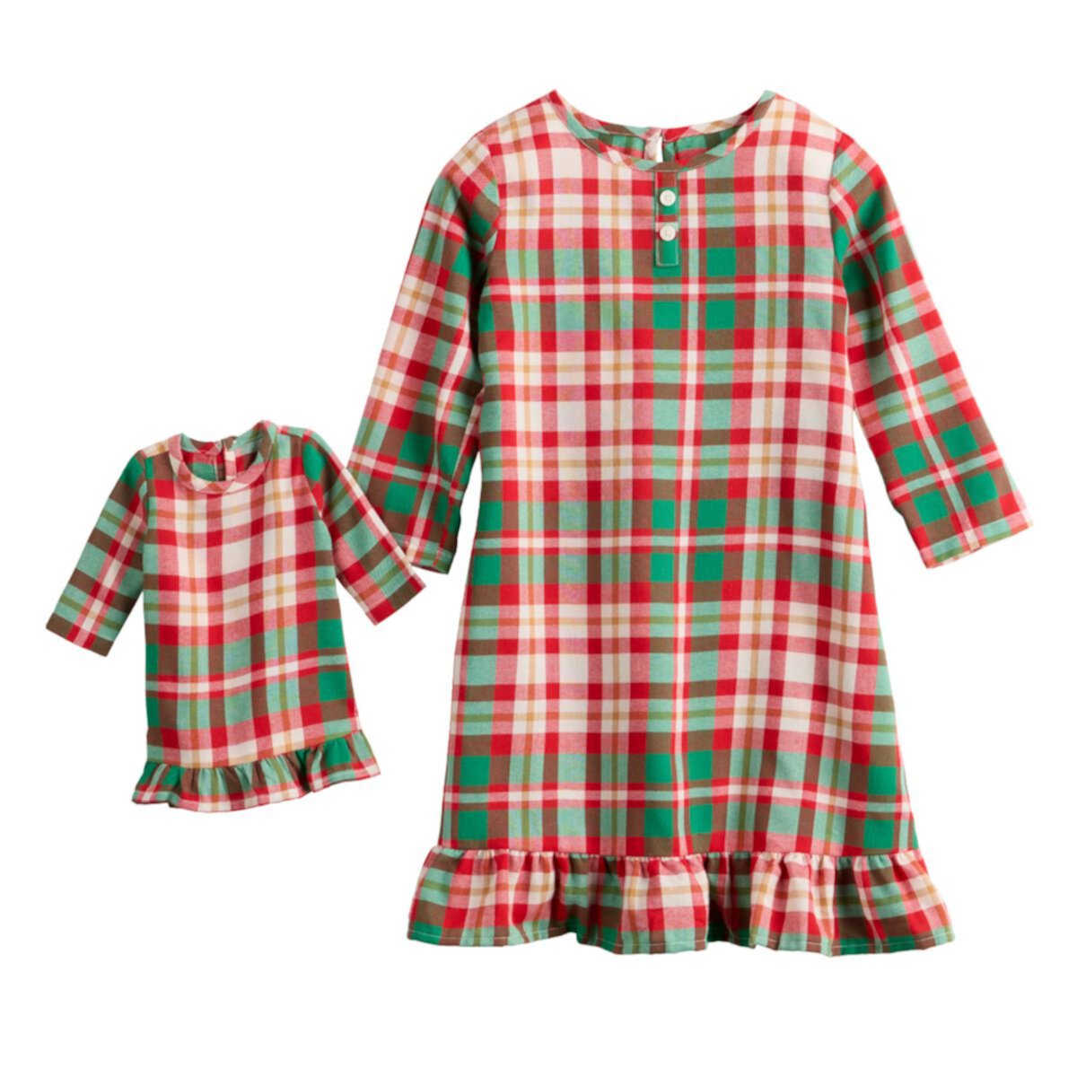 Комплект фланелевой ночной рубашки и кукольного платья Jammies For Your Families® Joyful Celebration для девочек 4–16 лет Jammies For Your Families