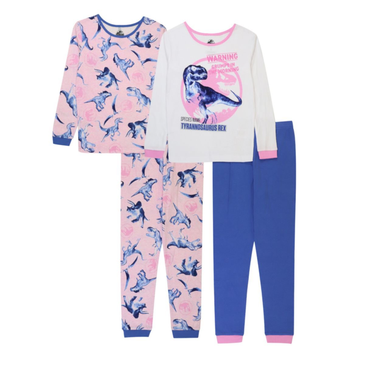 Girls 4-10 Jurassic World &#34;Jurassic Grumpy Rex&#34; 4-Piece Pajama Set Jurassic Park