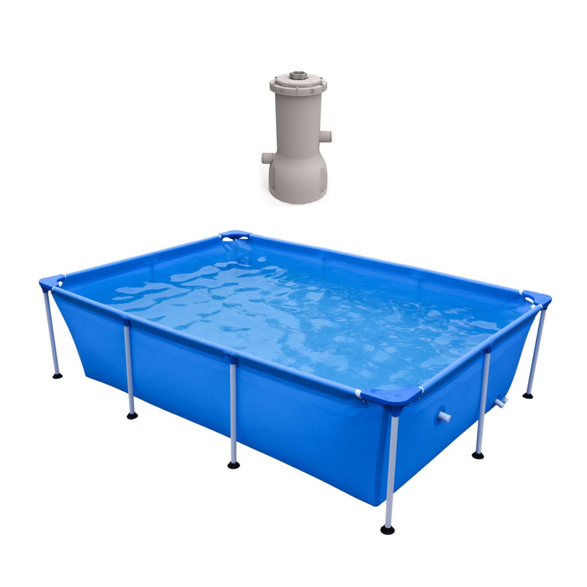 JLeisure 8.5 x 6' Above Ground Rectangular Pool & Clean Plus Filter Cartridge Pump JLeisure