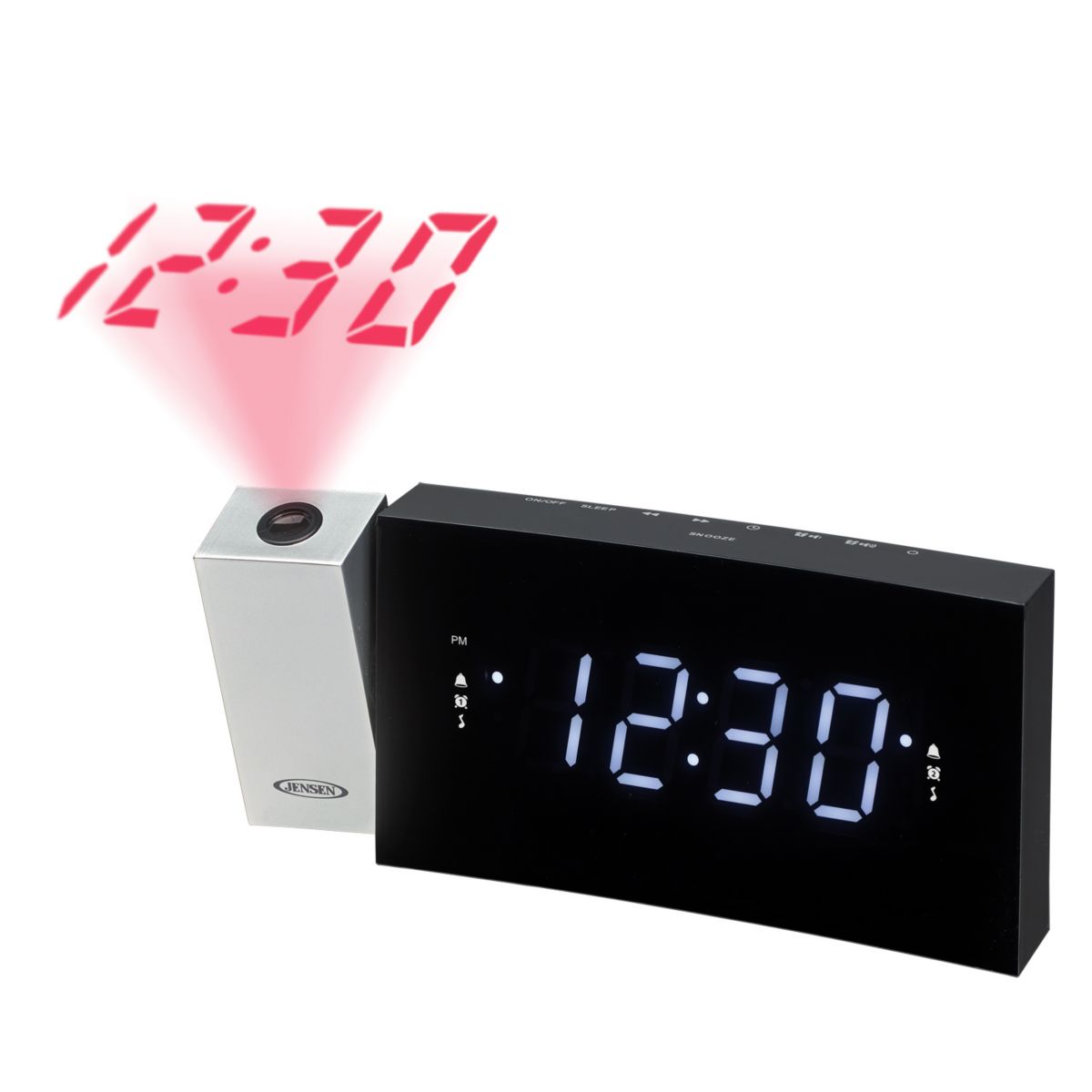 Jensen Цифровой двойной будильник Проекционные часы-радио Jensen