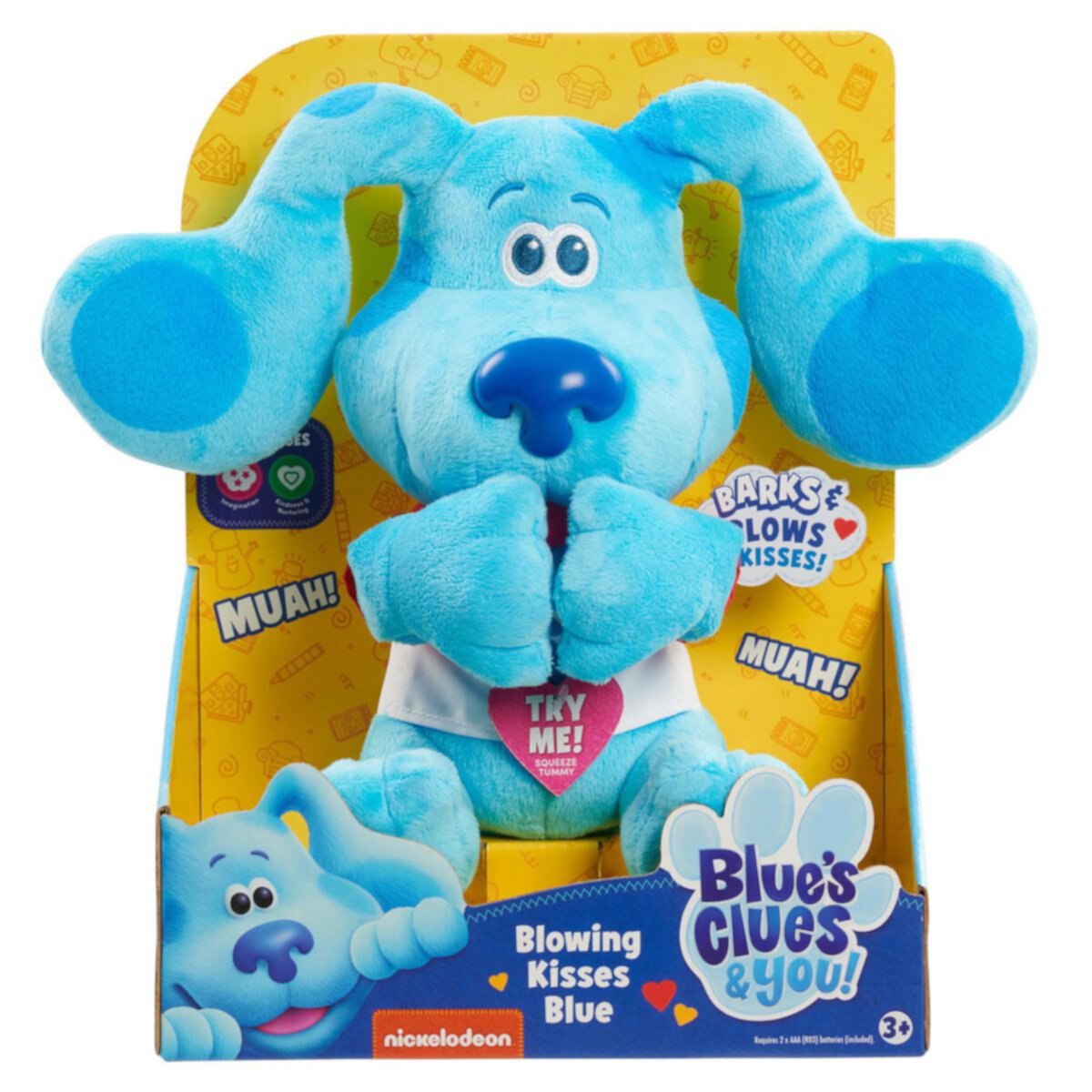 Просто сыграй в Blue's Clues & You! Голубая плюшевая игрушка Blowing Kisses Just Play