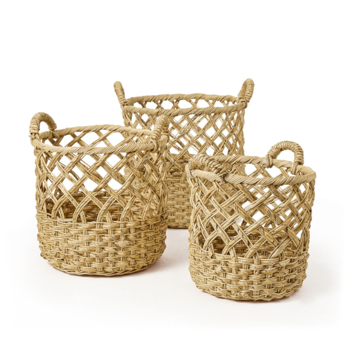 Saddle River 3-piece Set Round Open Weave Banana Baskets Saddle River