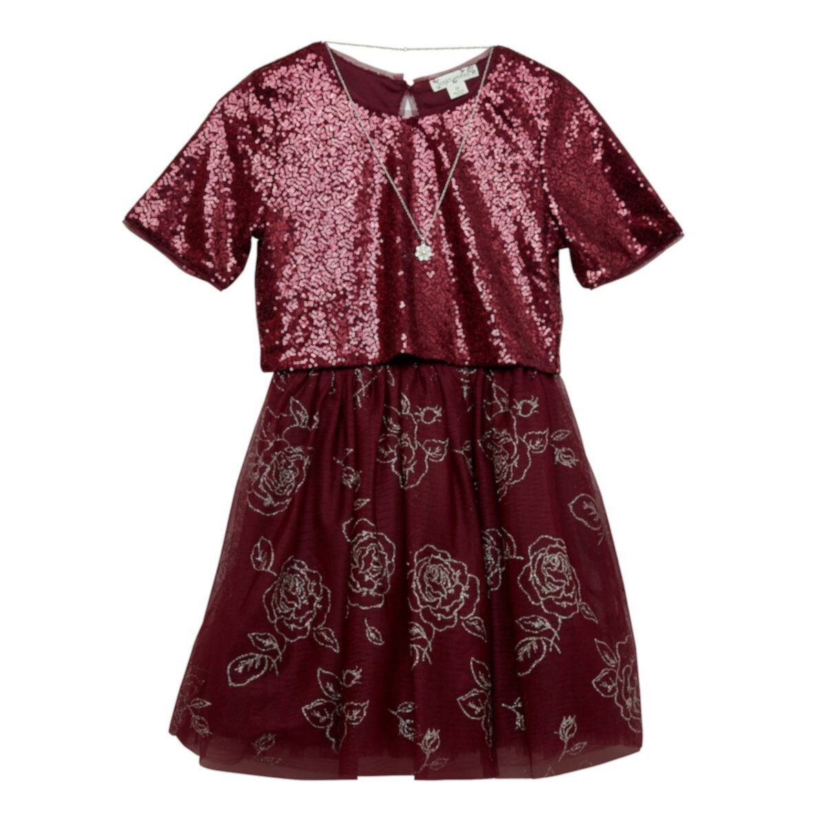 Трикотажное платье Babydoll для девочек 7–16 лет, топ с короткими рукавами и колье Knit Works