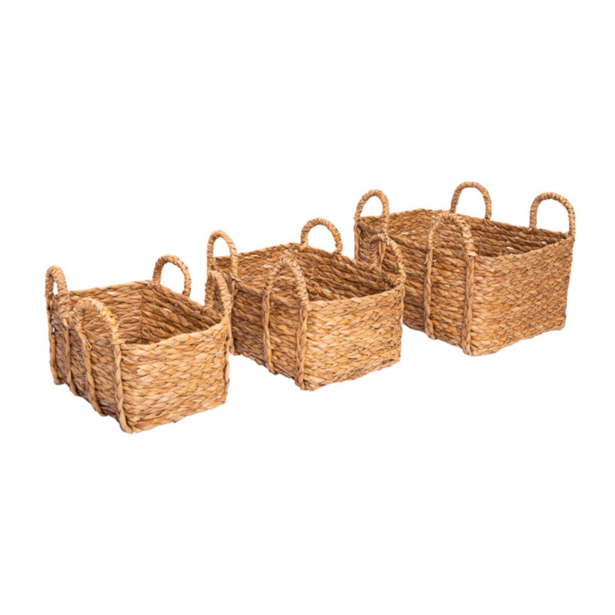 Saddle River Rectangular Natural Rush Basket 3-piece Set Saddle River