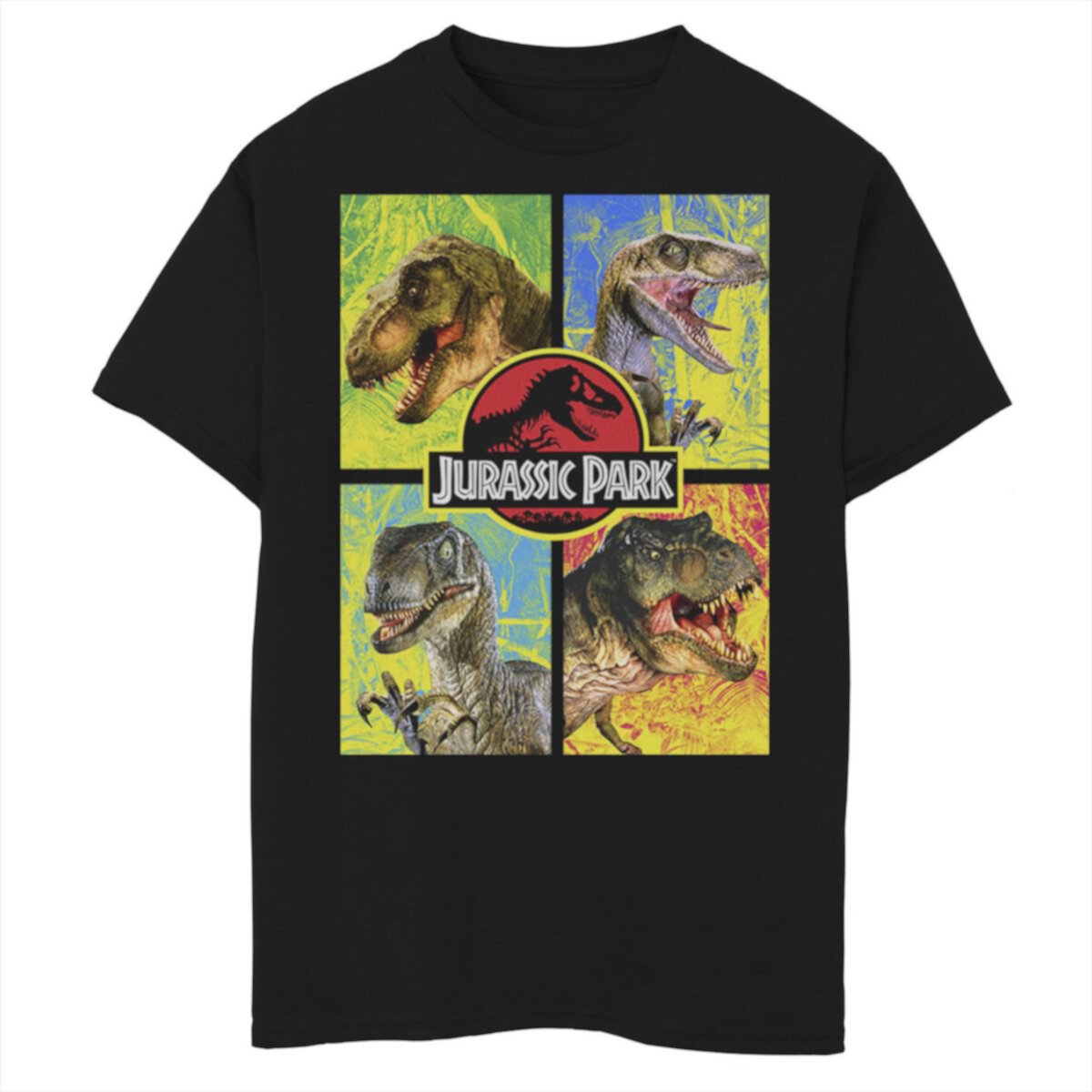Футболка с рисунком «Парк Юрского периода» для мальчиков 8–20 лет с четырьмя разными лицами динозавров Jurassic Park
