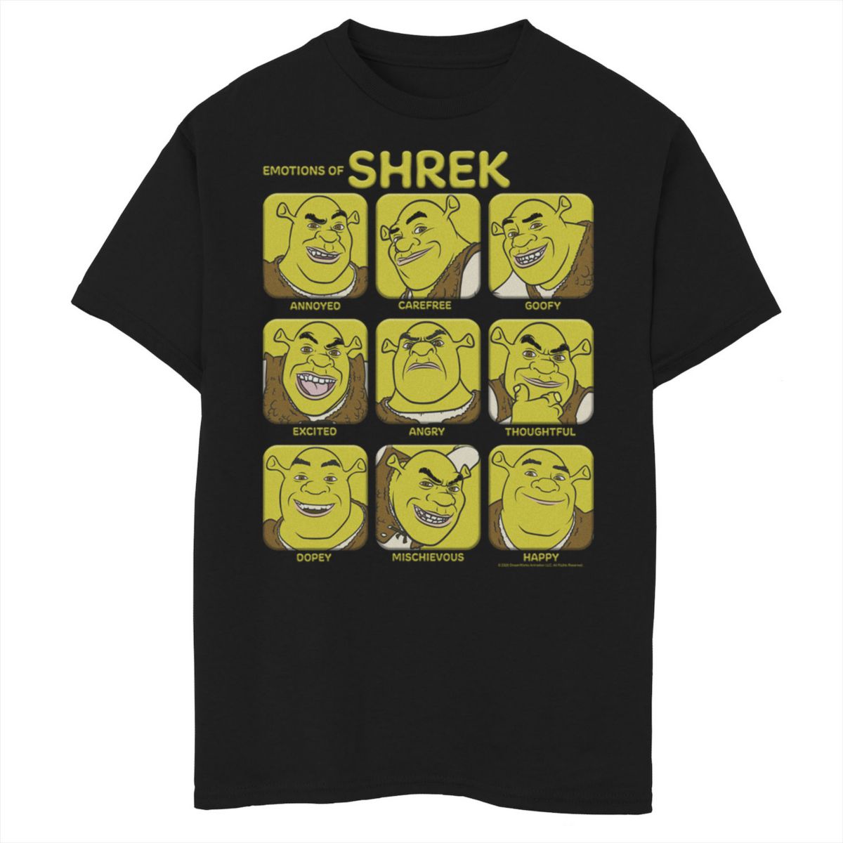 Джерси Dreamworks Для мальчиков Shrek Emotions Of Shrek Box Up Graphic Tee Dreamworks