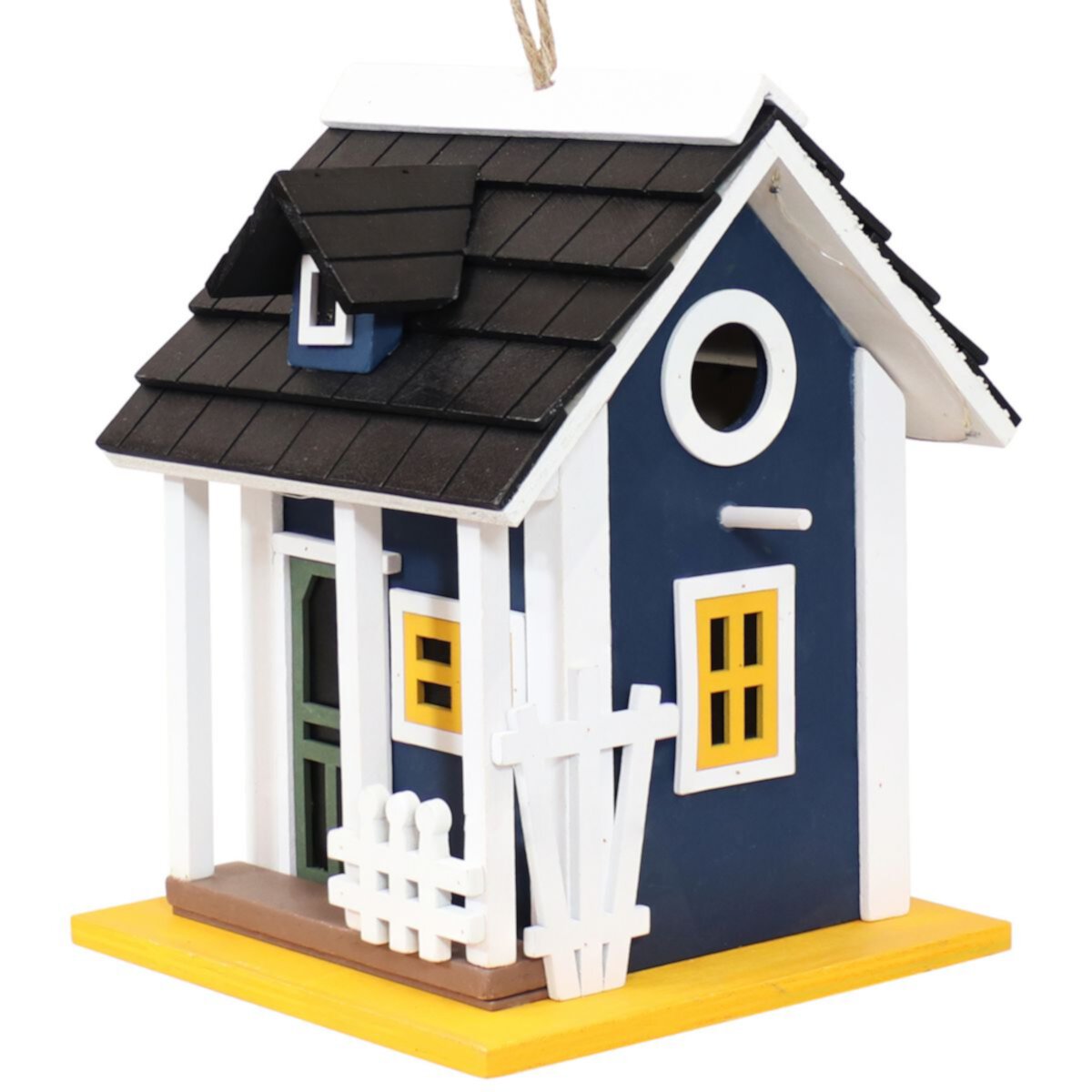 Charming Cottage Decorative Wooden Birdhouse with Solar LED Light Sunnydaze Decor