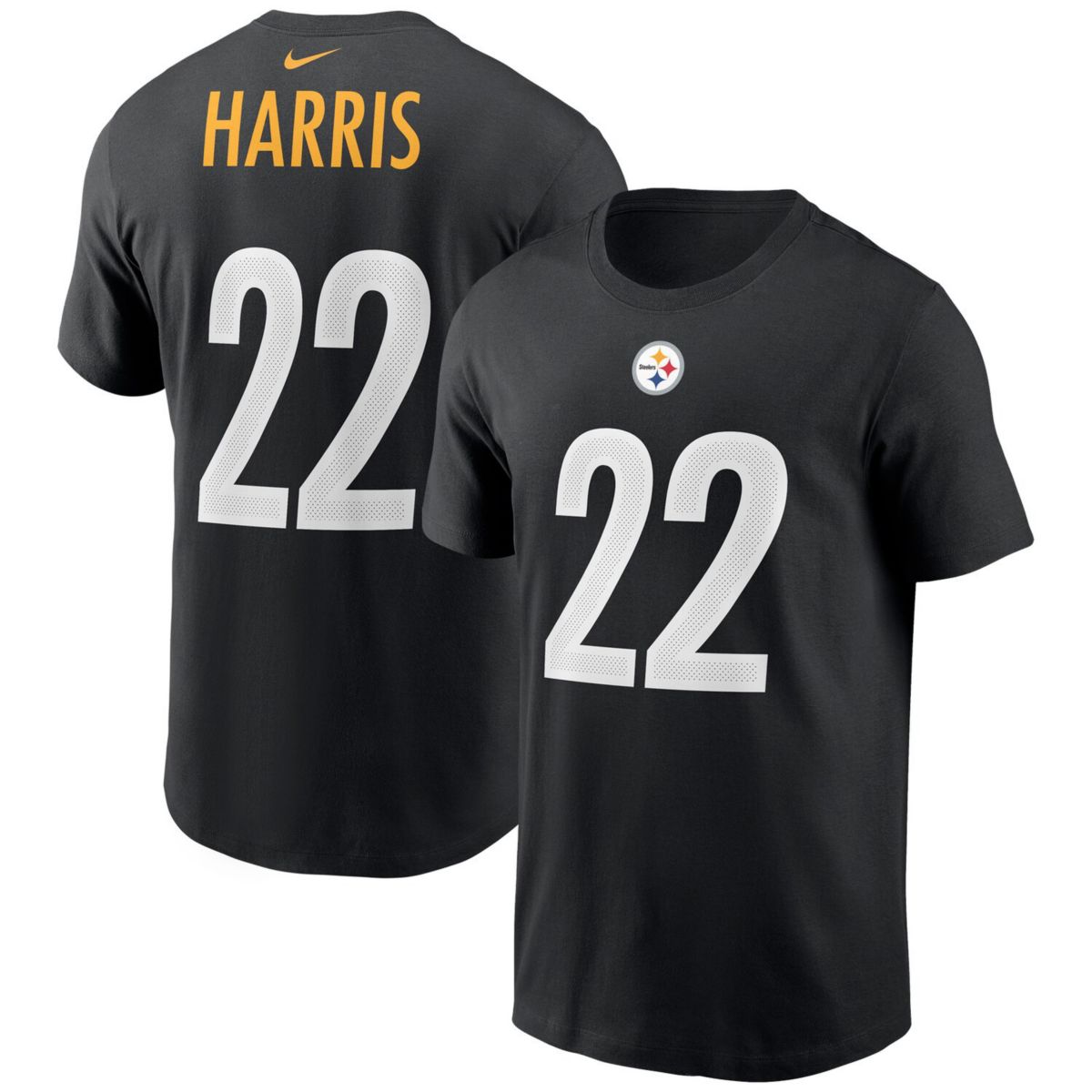 Мужская футболка Nike Najee Harris Black Pittsburgh Steelers с именем и номером игрока Nitro USA