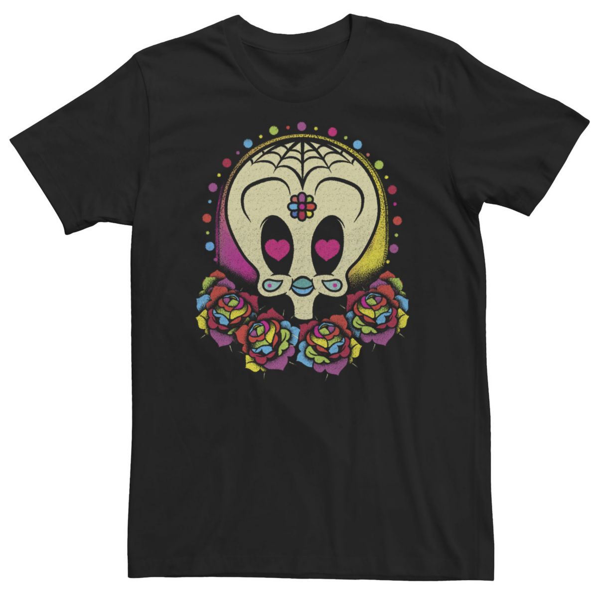 Мужская Футболка Looney Tunes Tweety Bird Sugar Skull Floral Looney Tunes