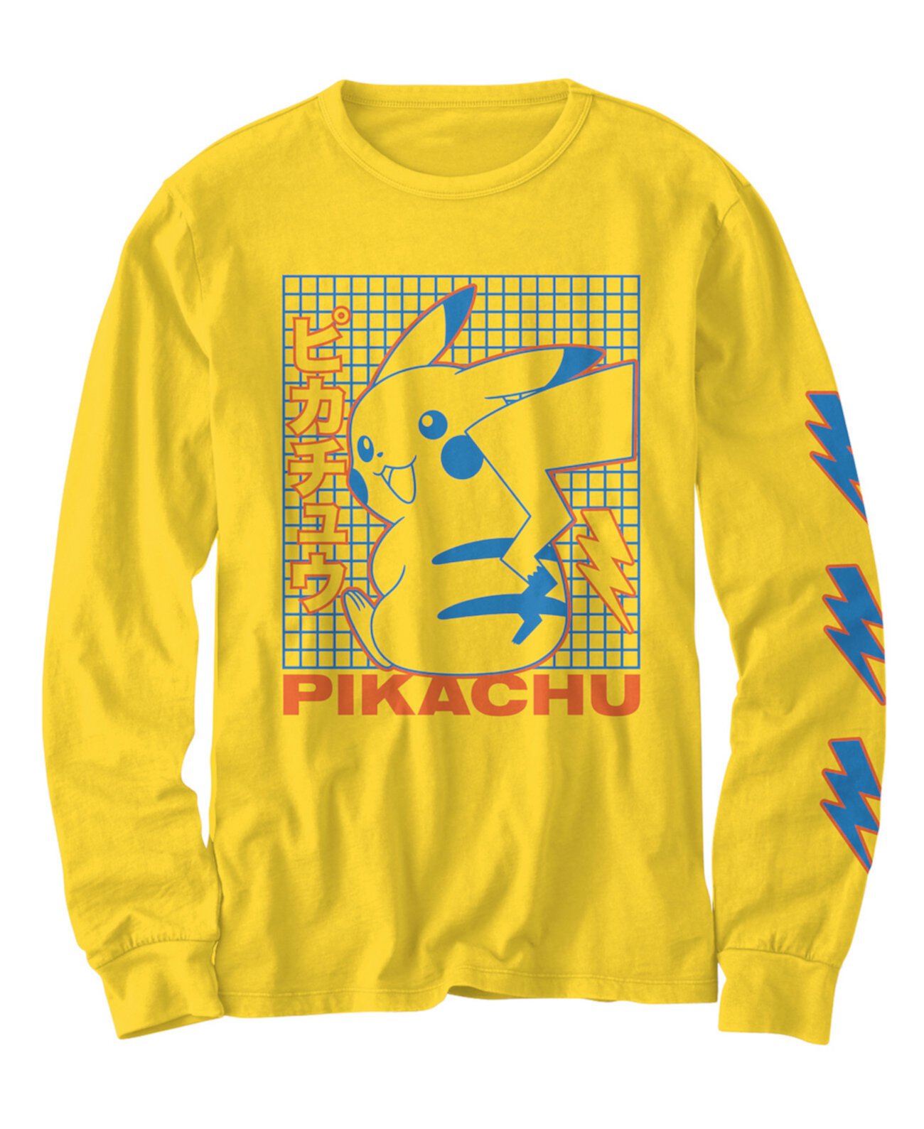 Big Boys Pokemon Pikachu Grid Long Sleeves Graphic T-shirt Pokemon