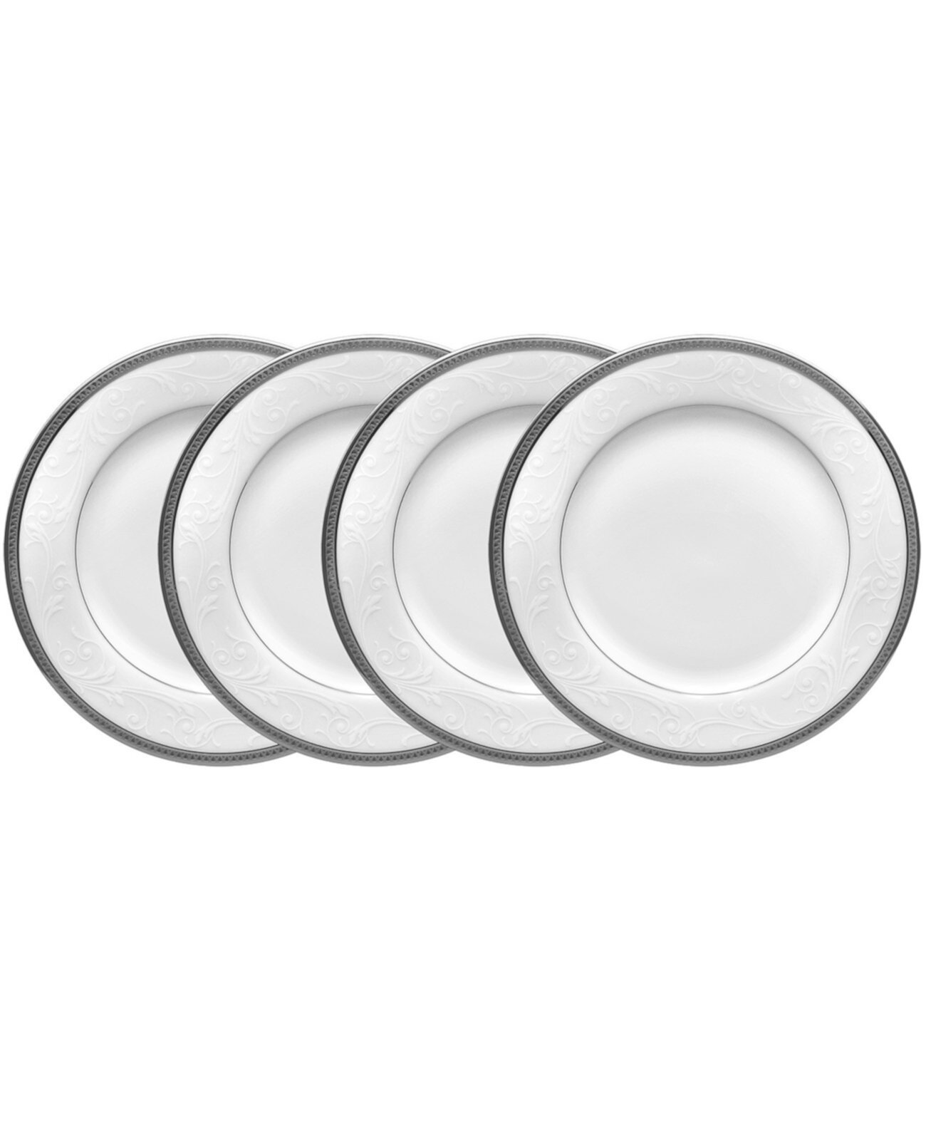 Regina Platinum Набор из 4 тарелок для хлеба, масла и закусок, сервиз на 4 персоны Noritake
