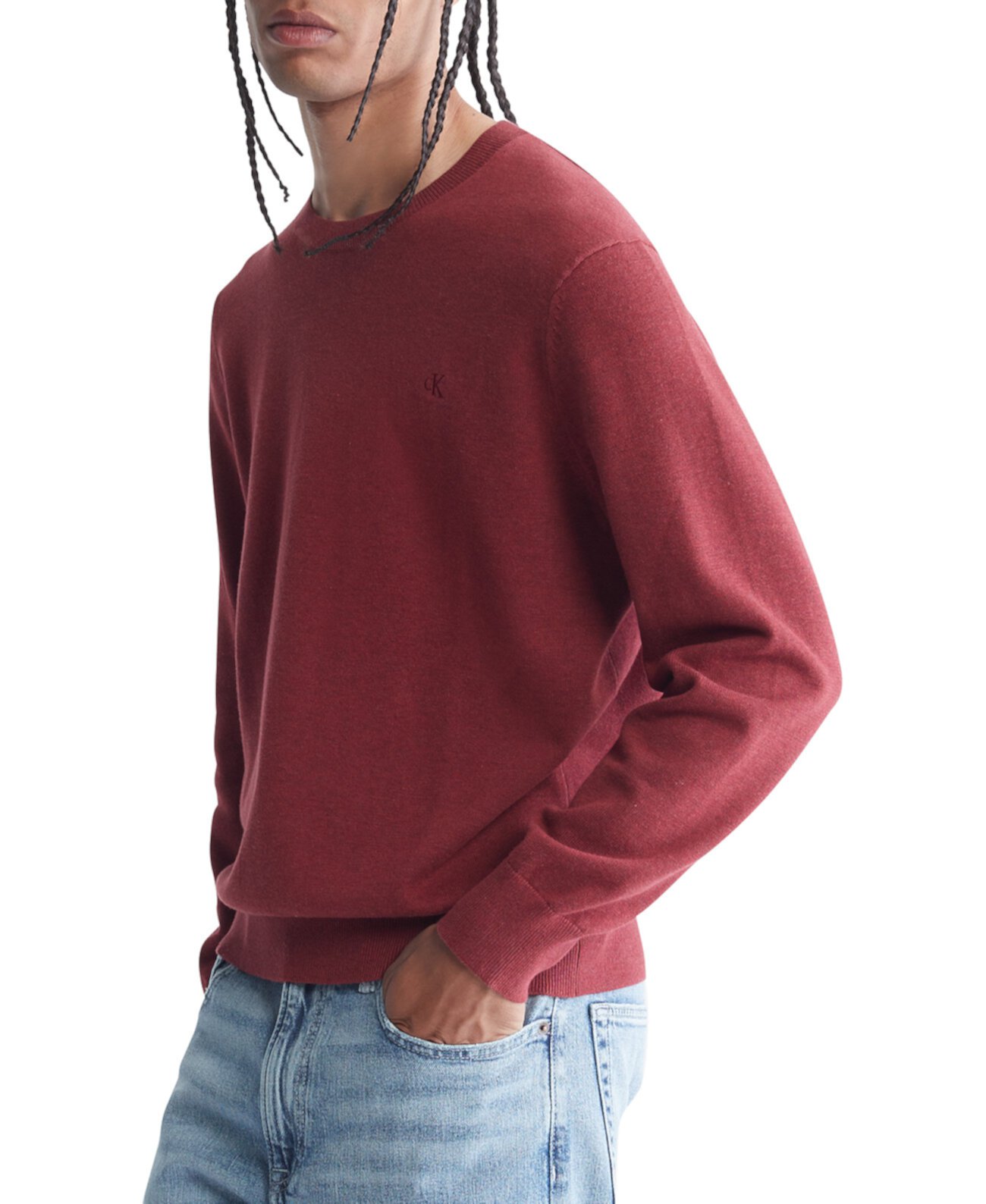 Мужской однотонный свитер с круглым вырезом Supima Calvin Klein