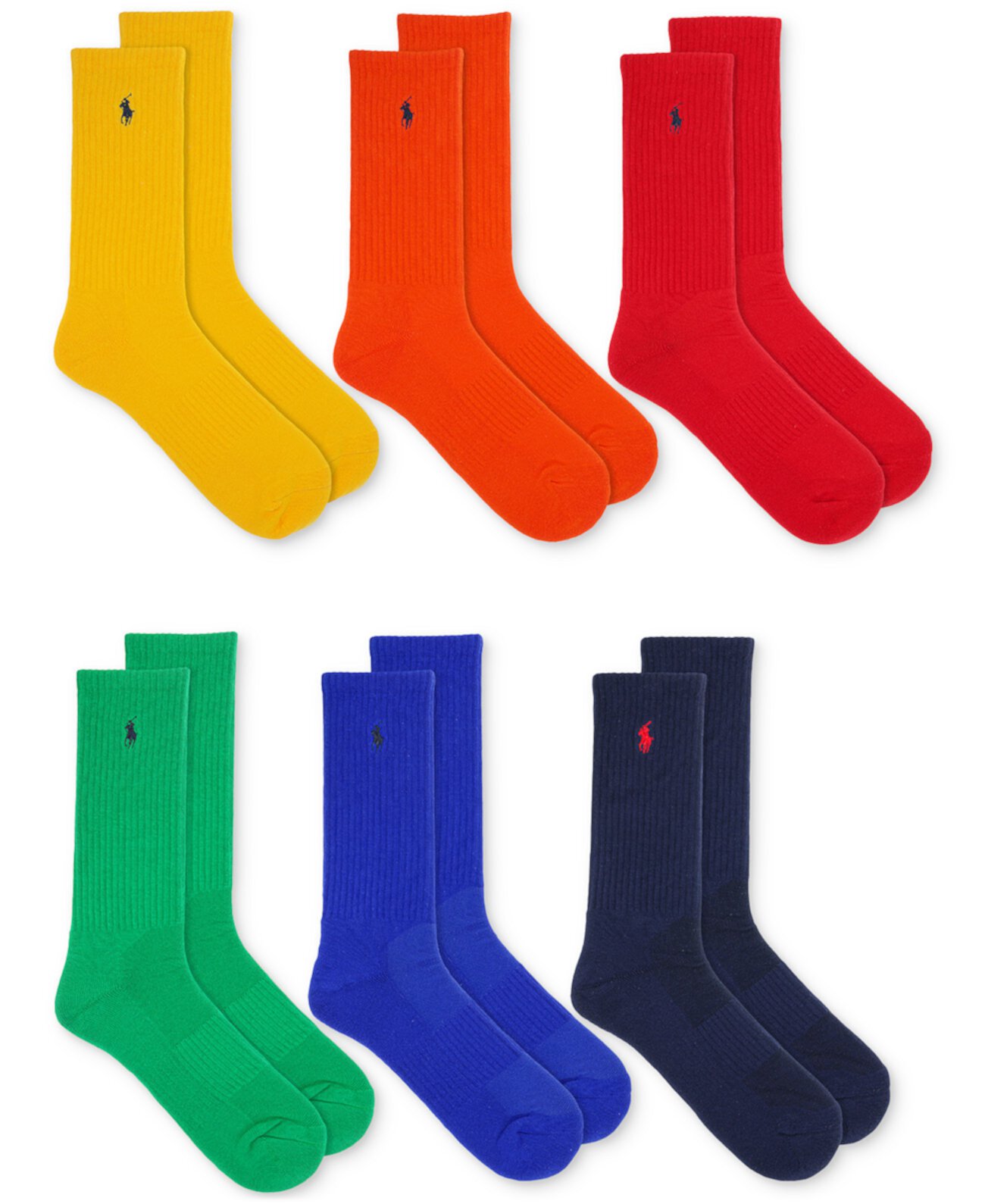 Мужчины 6-Pk. Красочные носки с круглым вырезом Performance Polo Ralph Lauren