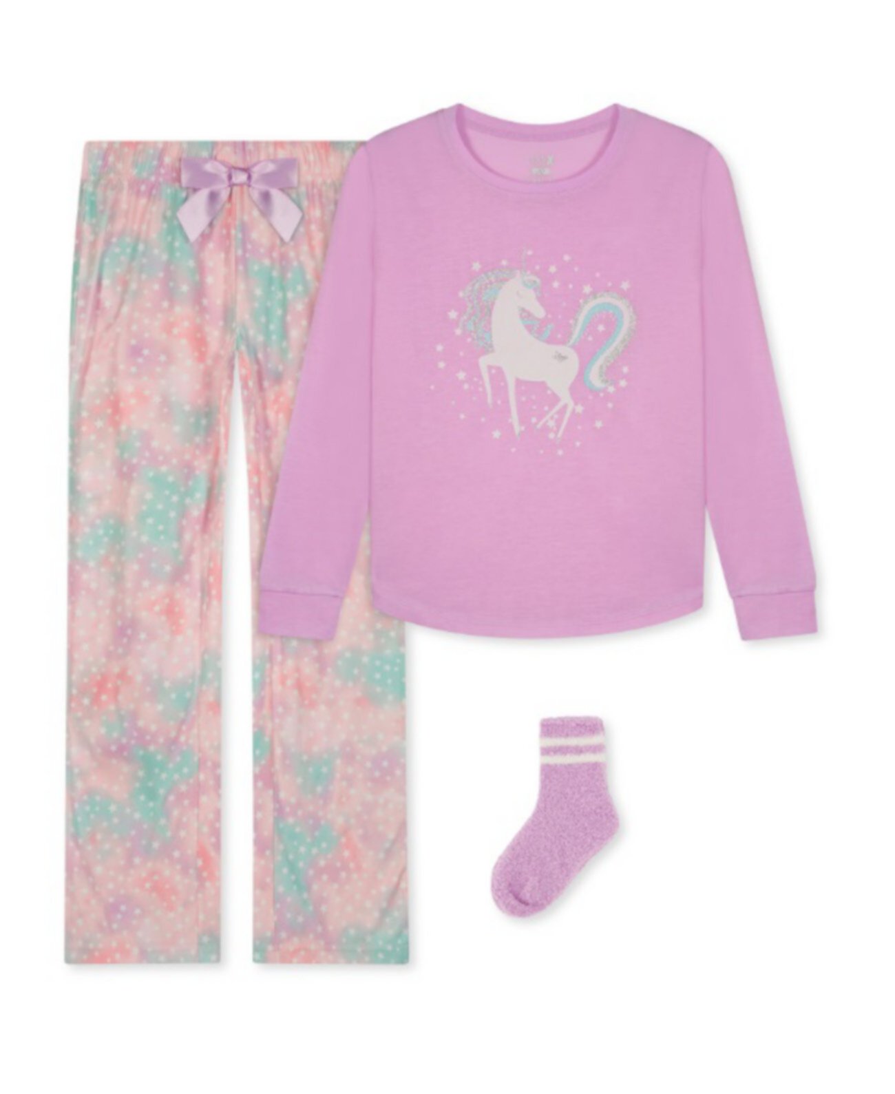 Топ с длинными рукавами, пижама и носки для маленьких девочек, комплект из 3 предметов Max & Olivia