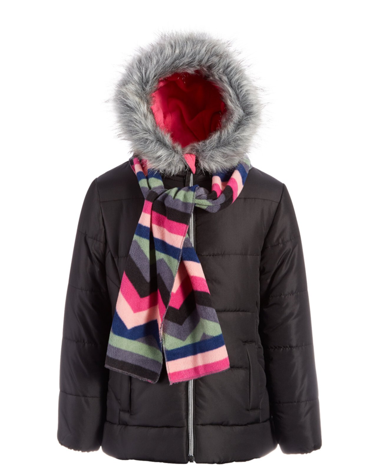 Комплект из однотонной стеганой куртки-пуховика и шарфа для девочек Big Girls S Rothschild & CO