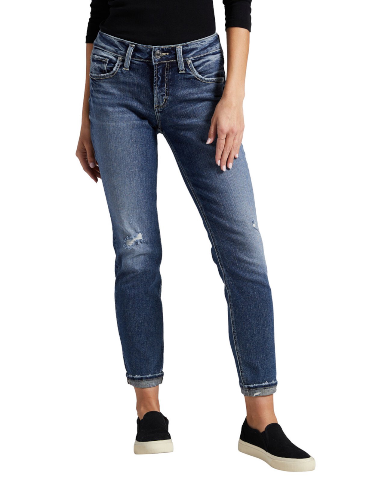 Женские зауженные джинсы-бойфренды со средней посадкой Silver Jeans Co.