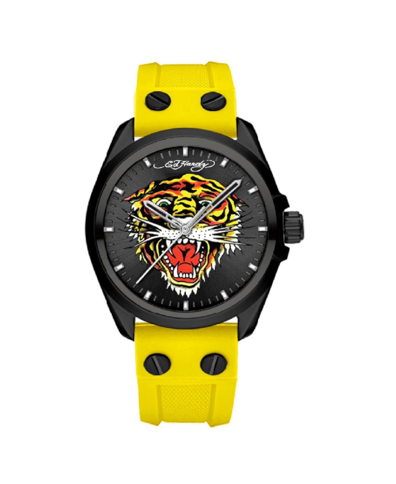 Смарт часы Ed Hardy Модель с матовым желтым силиконовым ремешком, 46 мм Ed Hardy