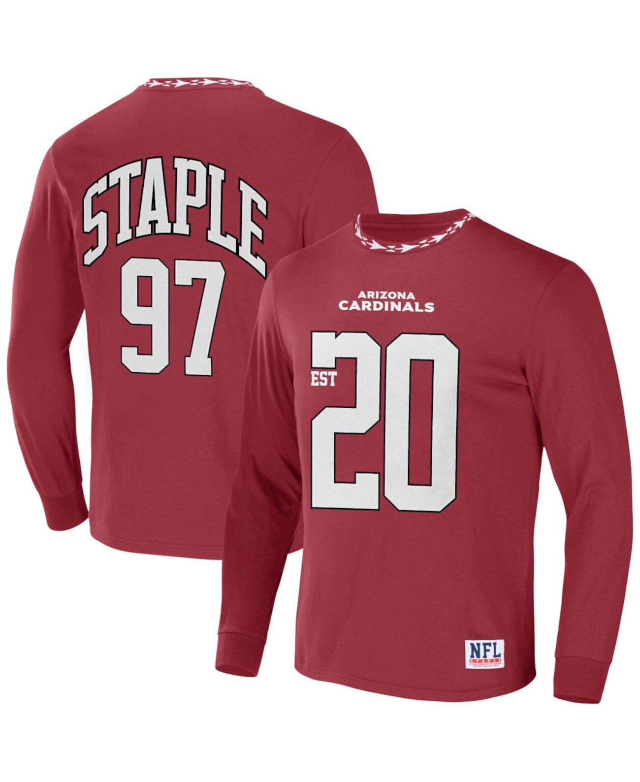 Мужское Джерси NFL X Staple Red Arizona Cardinals Core Long Sleeve T-shirt NFL