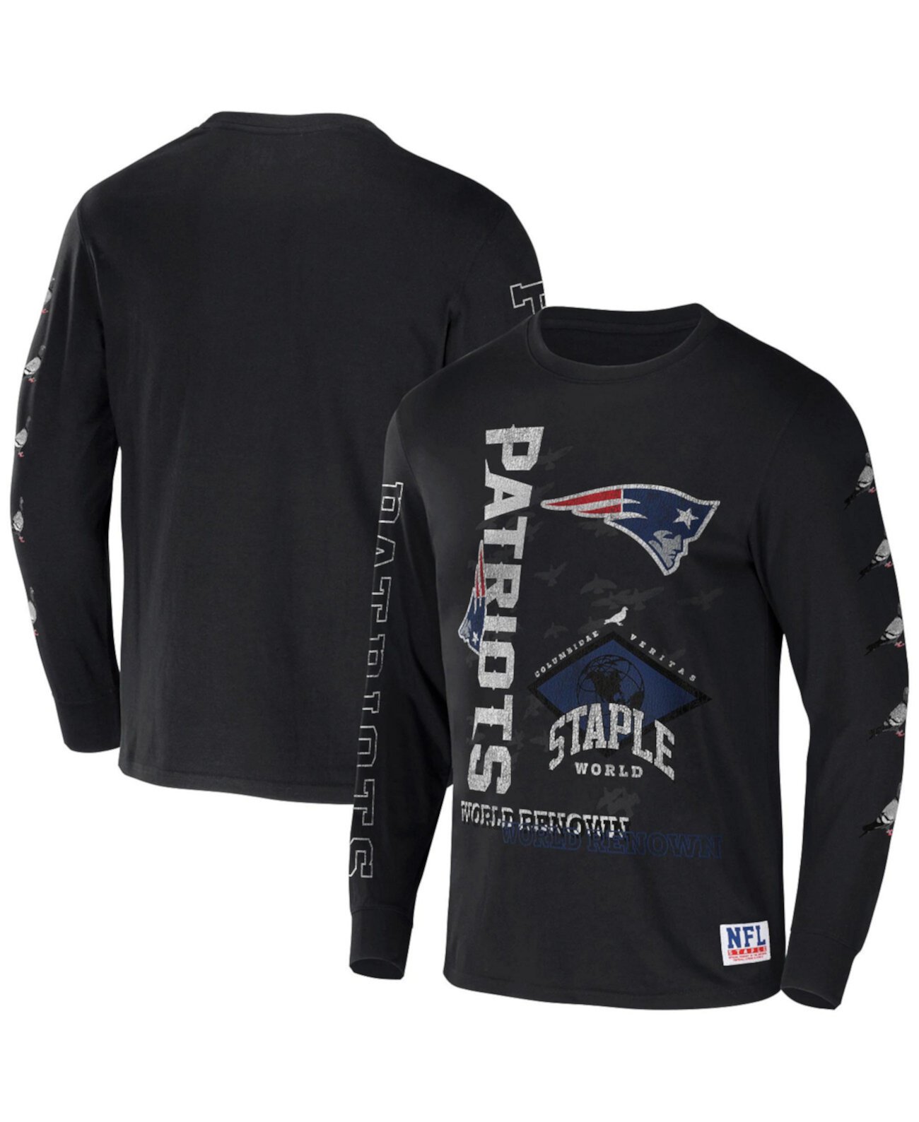 Мужская футболка NFL X Staple Black New England Patriots с длинным рукавом с мировым именем NFL