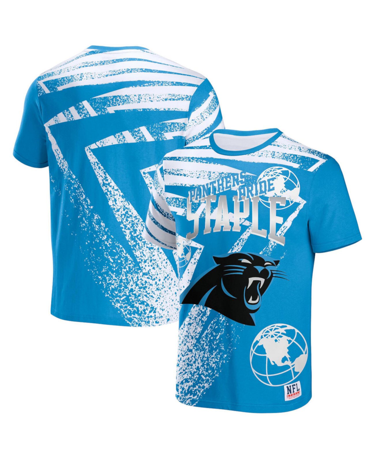 Мужская футболка с коротким рукавом NFL X Staple Blue Carolina Panthers Team Slogan с принтом по всей поверхности NFL
