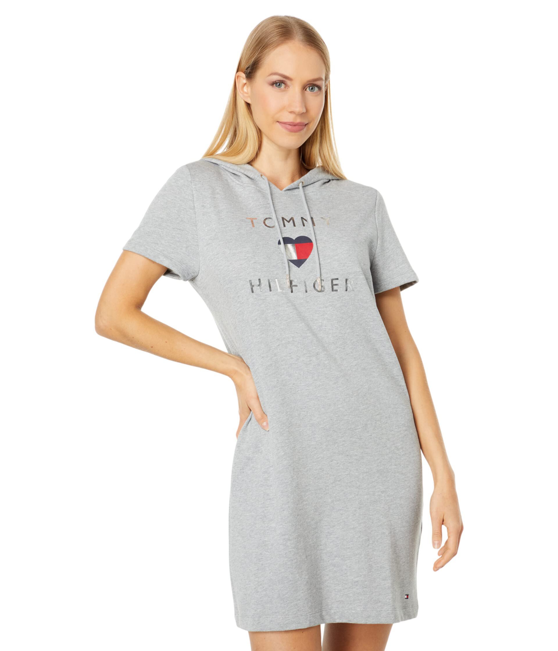 Платье-свитер с капюшоном и логотипом в форме сердца Tommy Hilfiger