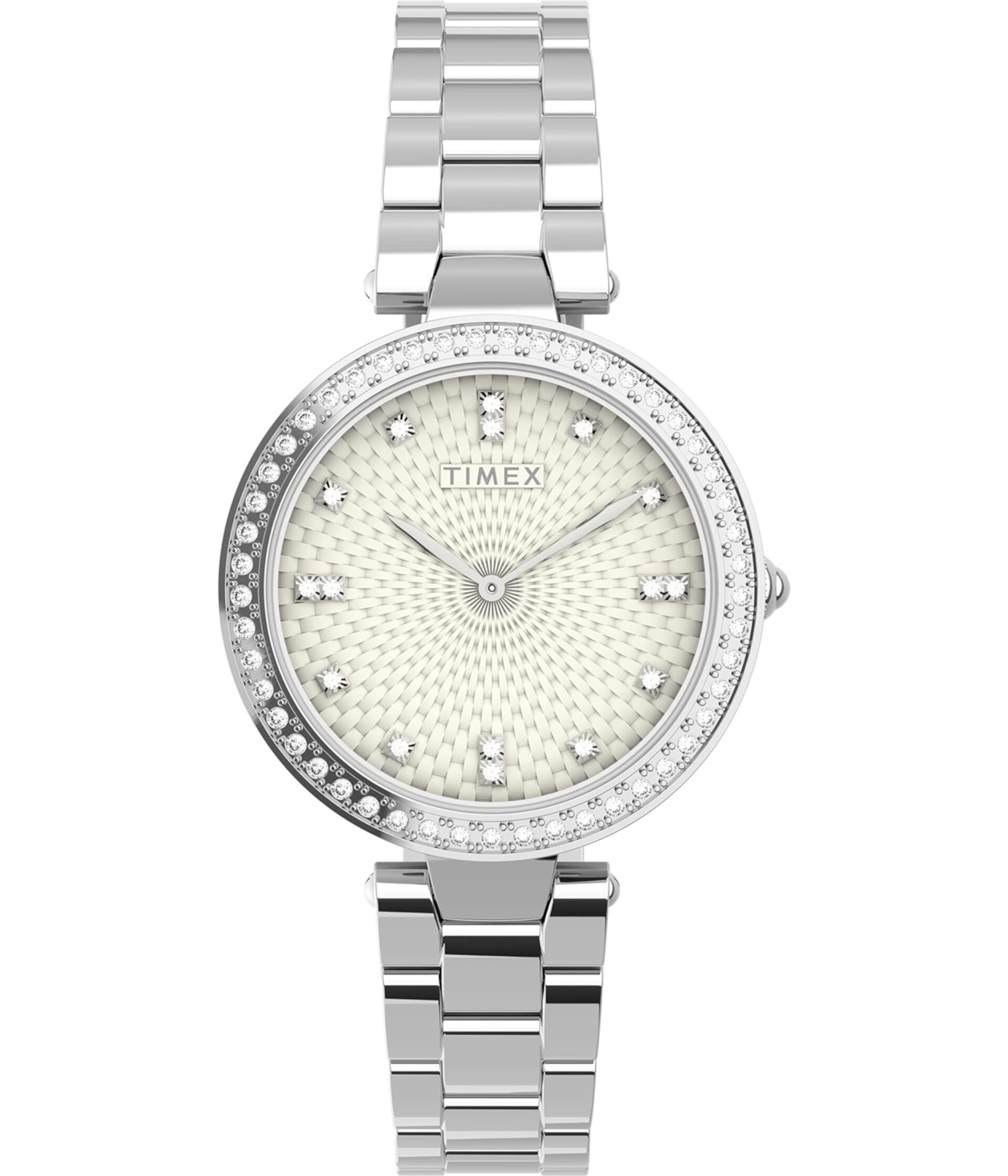 Часы-браслет с 3 стрелками Adorn Crystal Bezel, 32 мм, диаметр 32 мм Timex