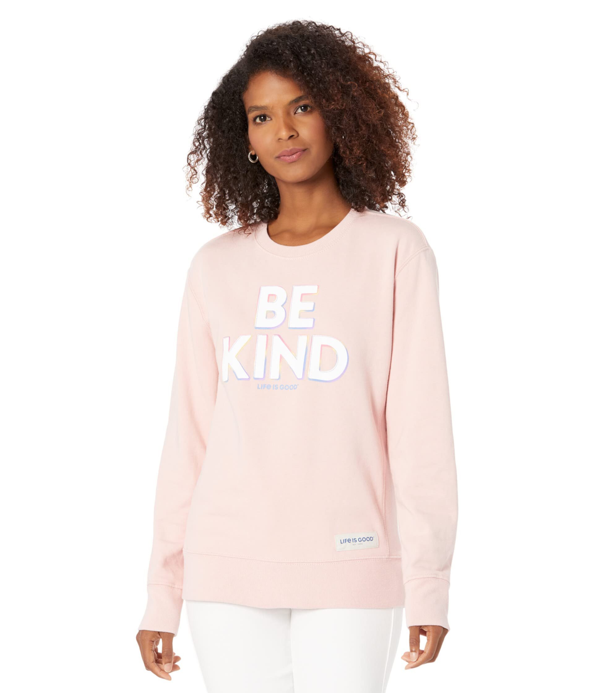 Свитшот Be Kind Simply True Fleece Crew из 100% хлопка с длинными рукавами и принтом 'Be Kind' Life is Good