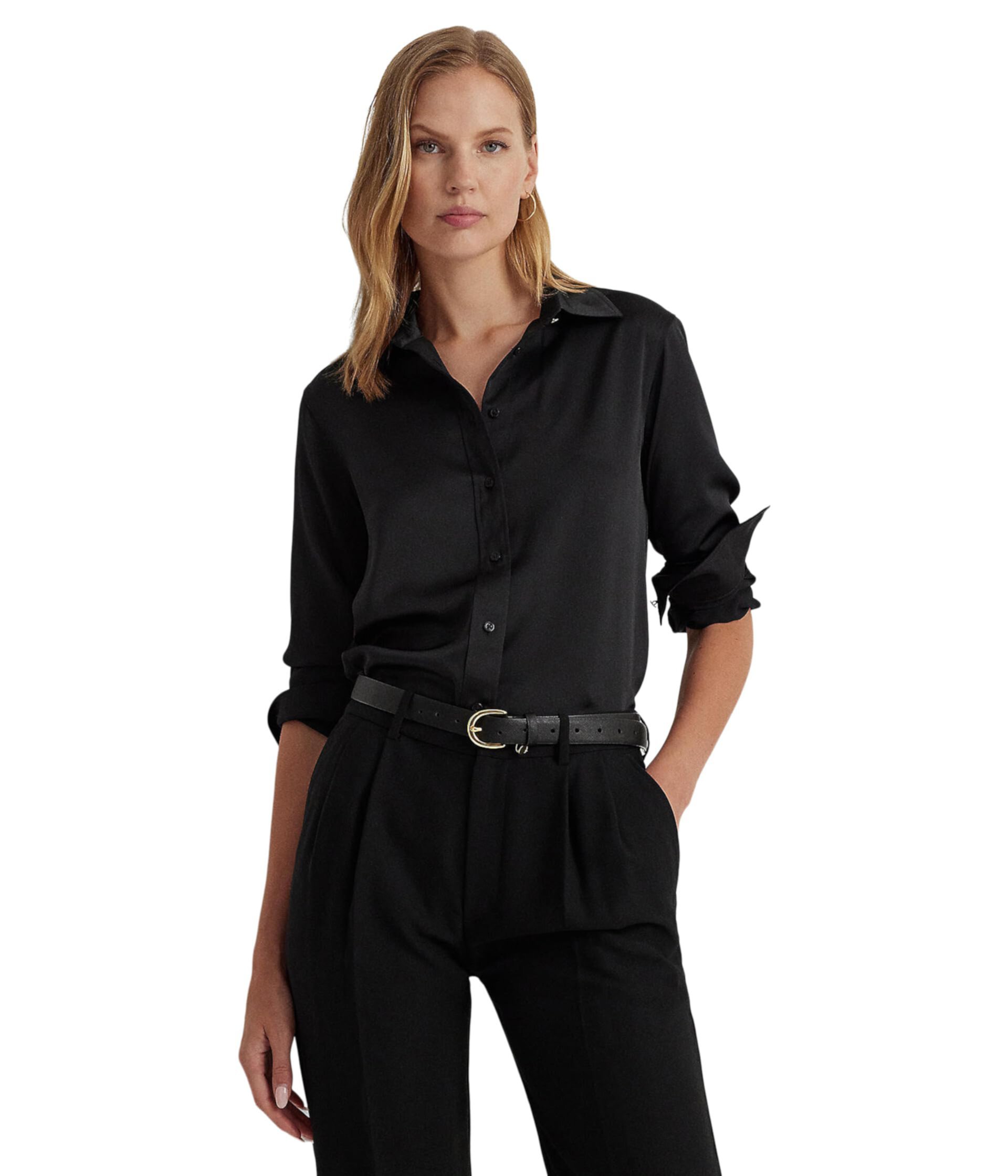 Сатиновая блузка LAUREN Ralph Lauren Petite из переработанного полиэстера LAUREN Ralph Lauren