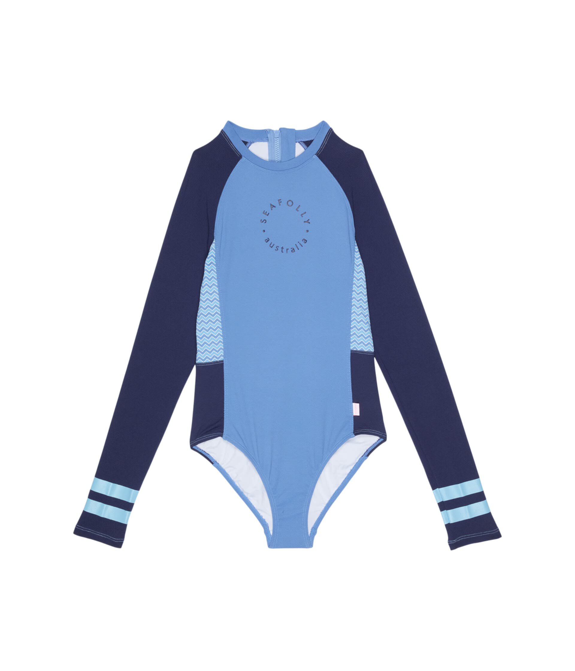 Детский купальник Seafolly Kids Vanuatu Spliced Paddlesuit с длинными рукавами и молнией Seafolly Kids