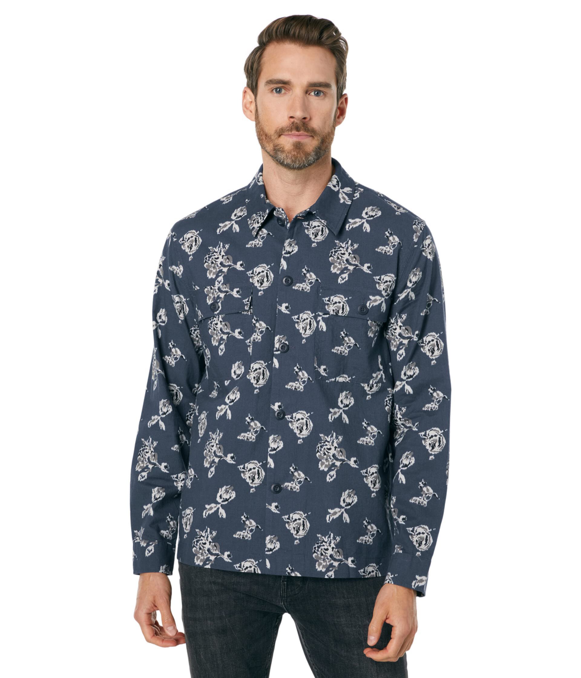 Ikat Floral Print Shirt Jacket Vince