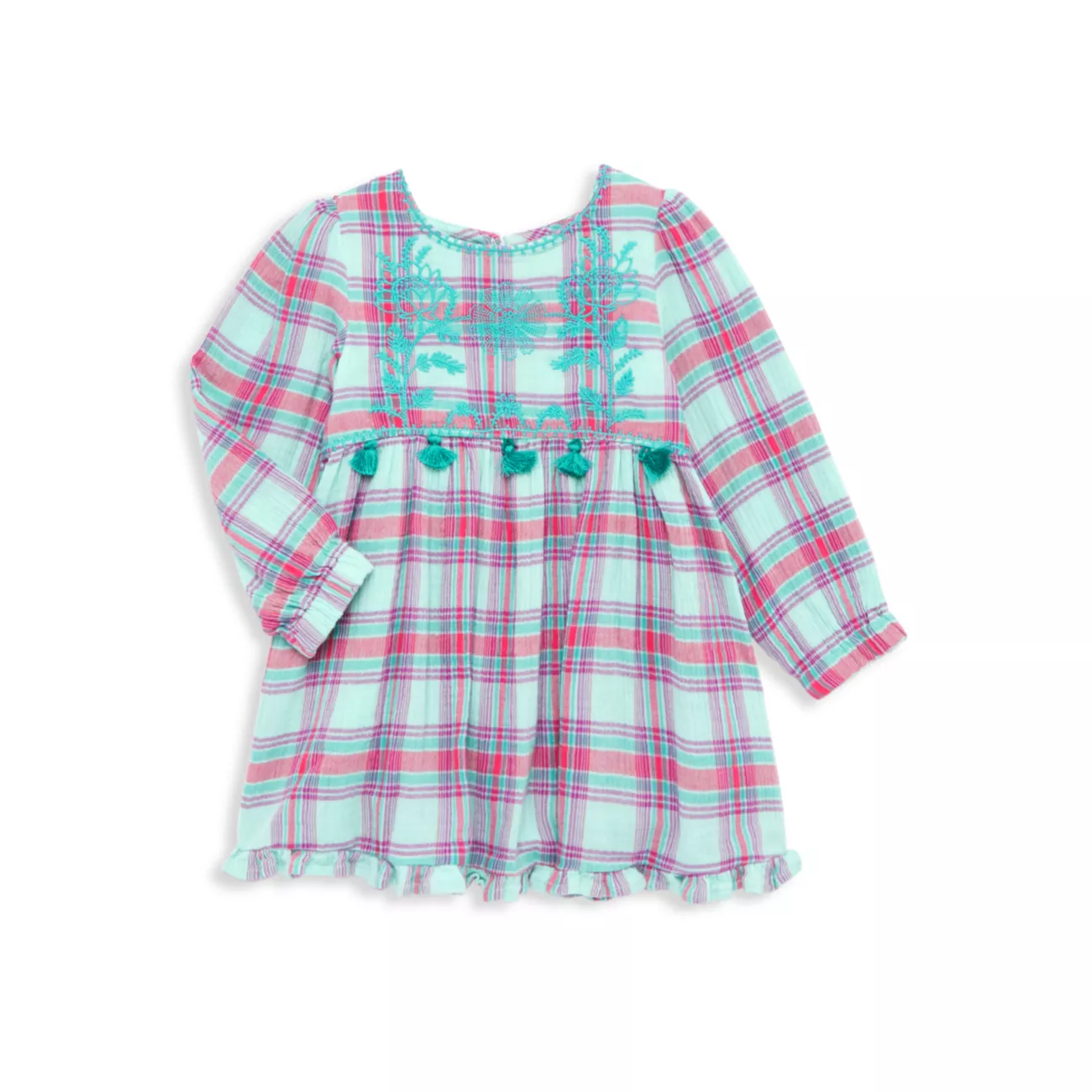 Маленькая девочка и усилитель; Клетчатое платье для девочки с вышивкой подсолнухов PEEK